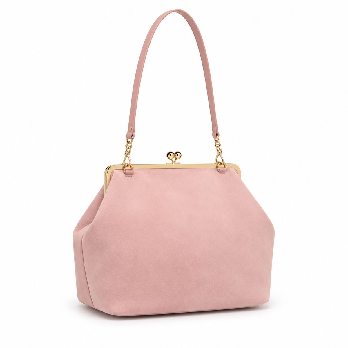 Blush Pink Vintage Kiss Lock Clutch Bag