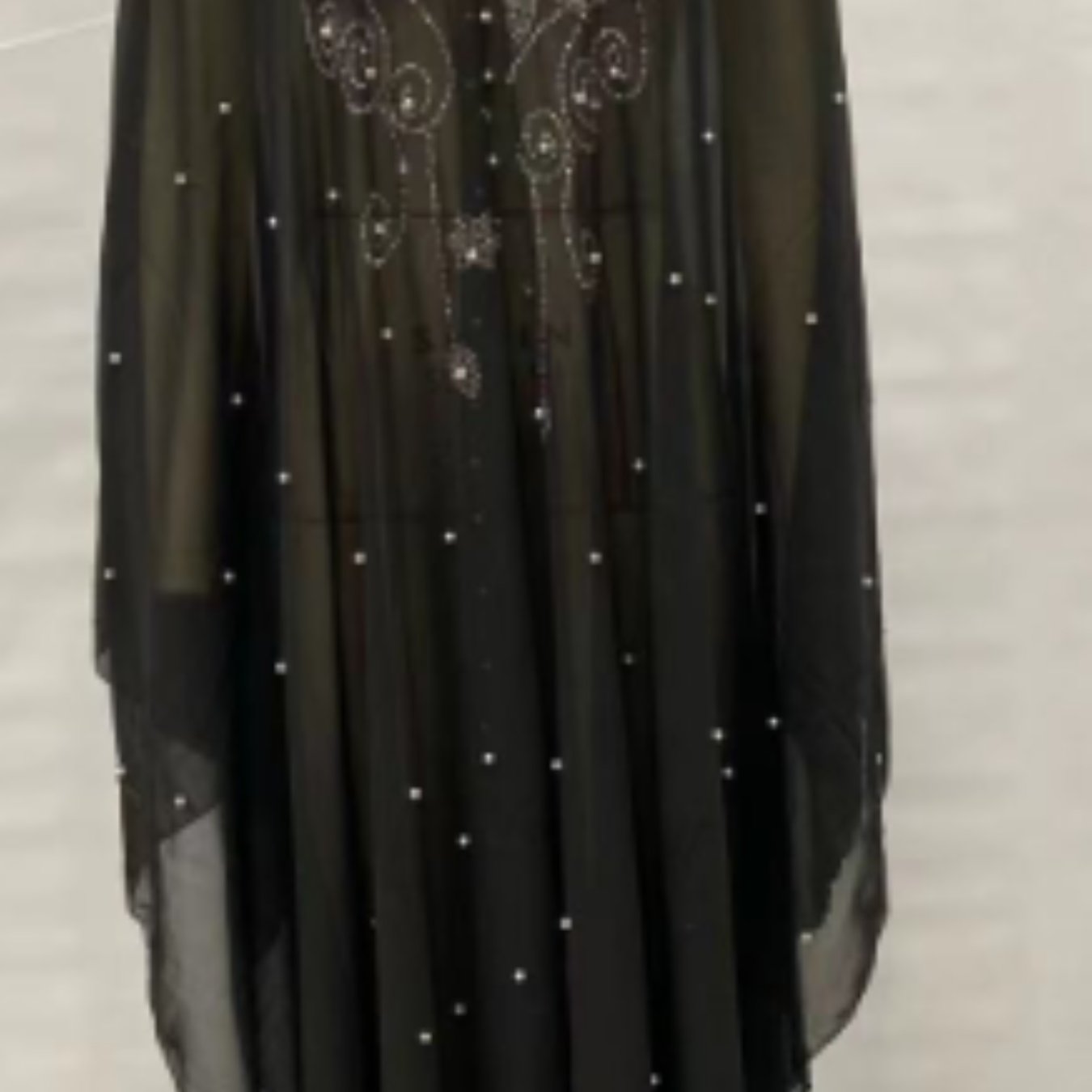 Women's Autumn Long Kaftan Dress Long Bat Sleeve Hooded Rhinestone Cape Abaya Arab Dress