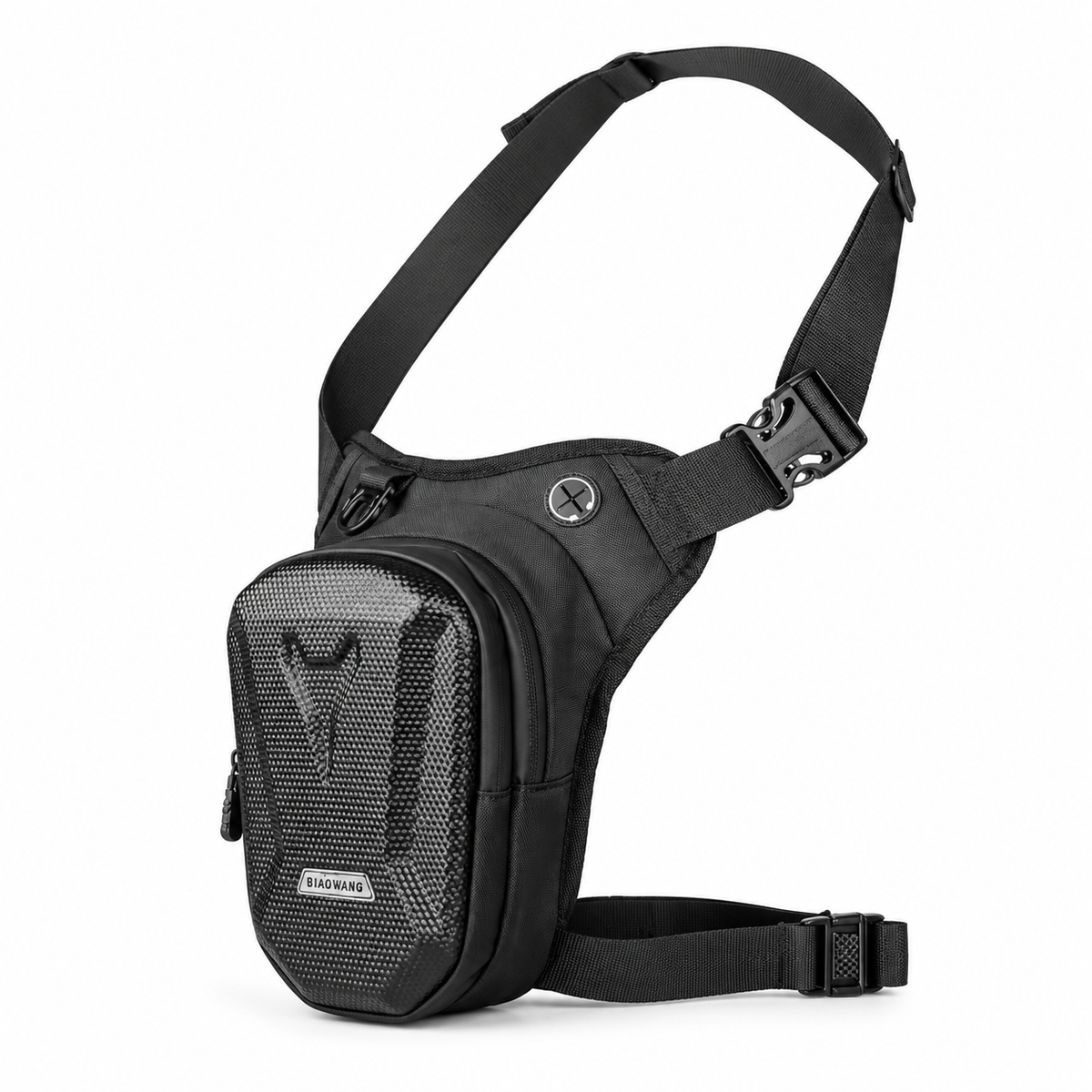 Black Textured Utility Waist Leg Bag