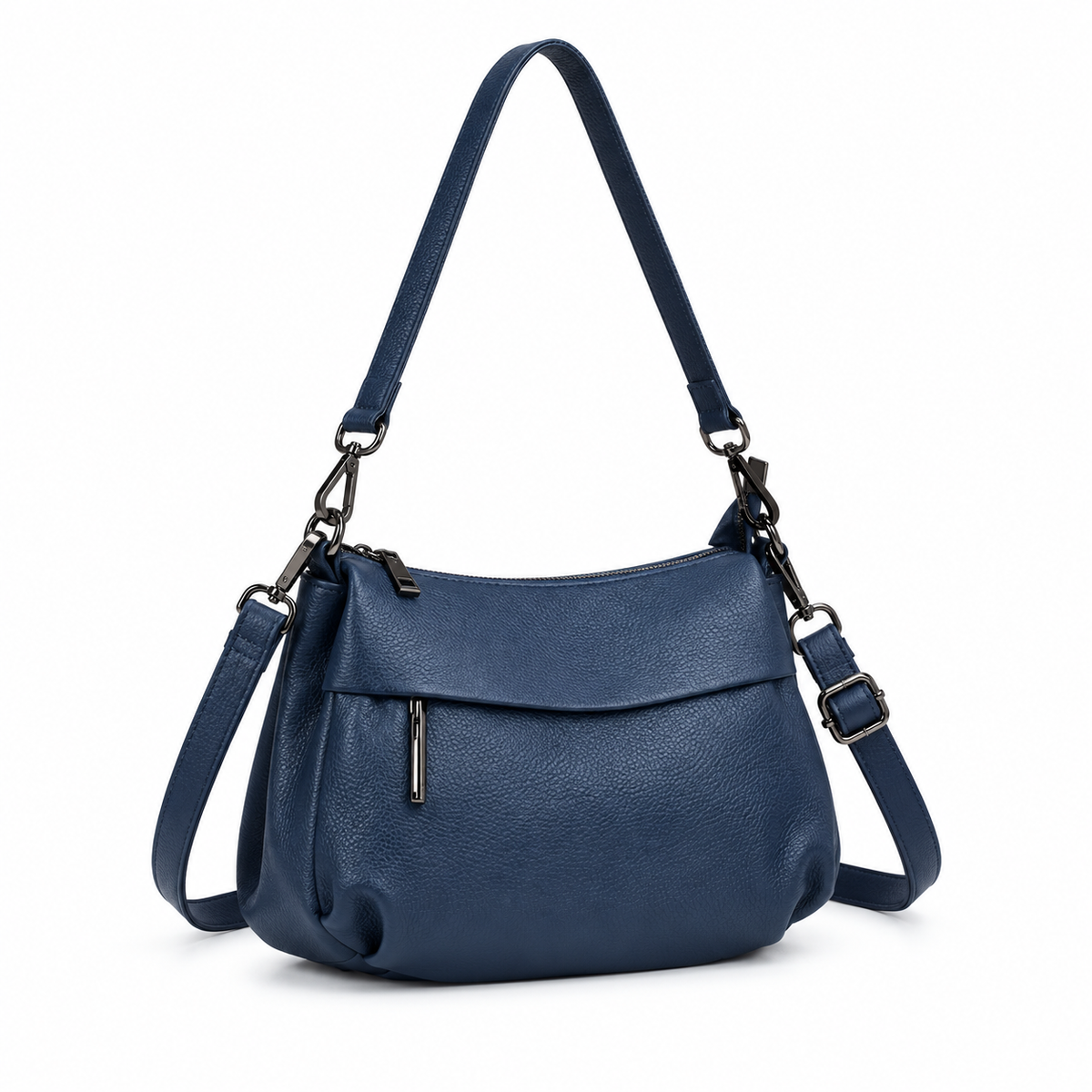 Navy Blue Textured Shoulder Crossbody Bag