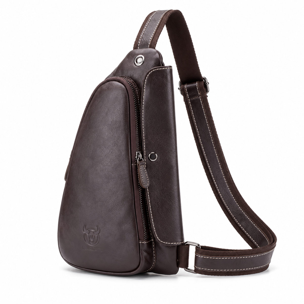 Coffee Brown Textured Crossbody Sling Bag