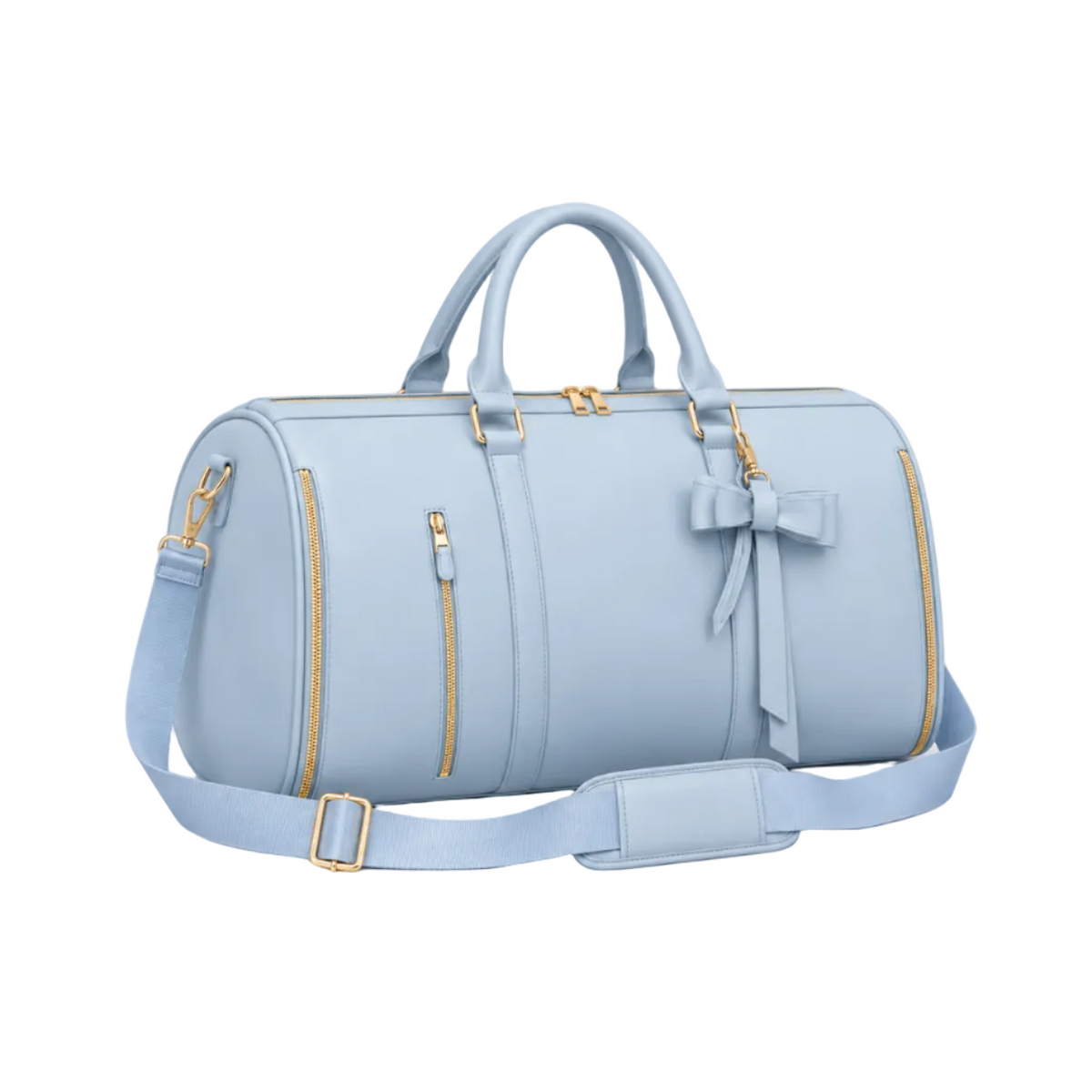 Powder Blue Bow Garment Overnight Bag