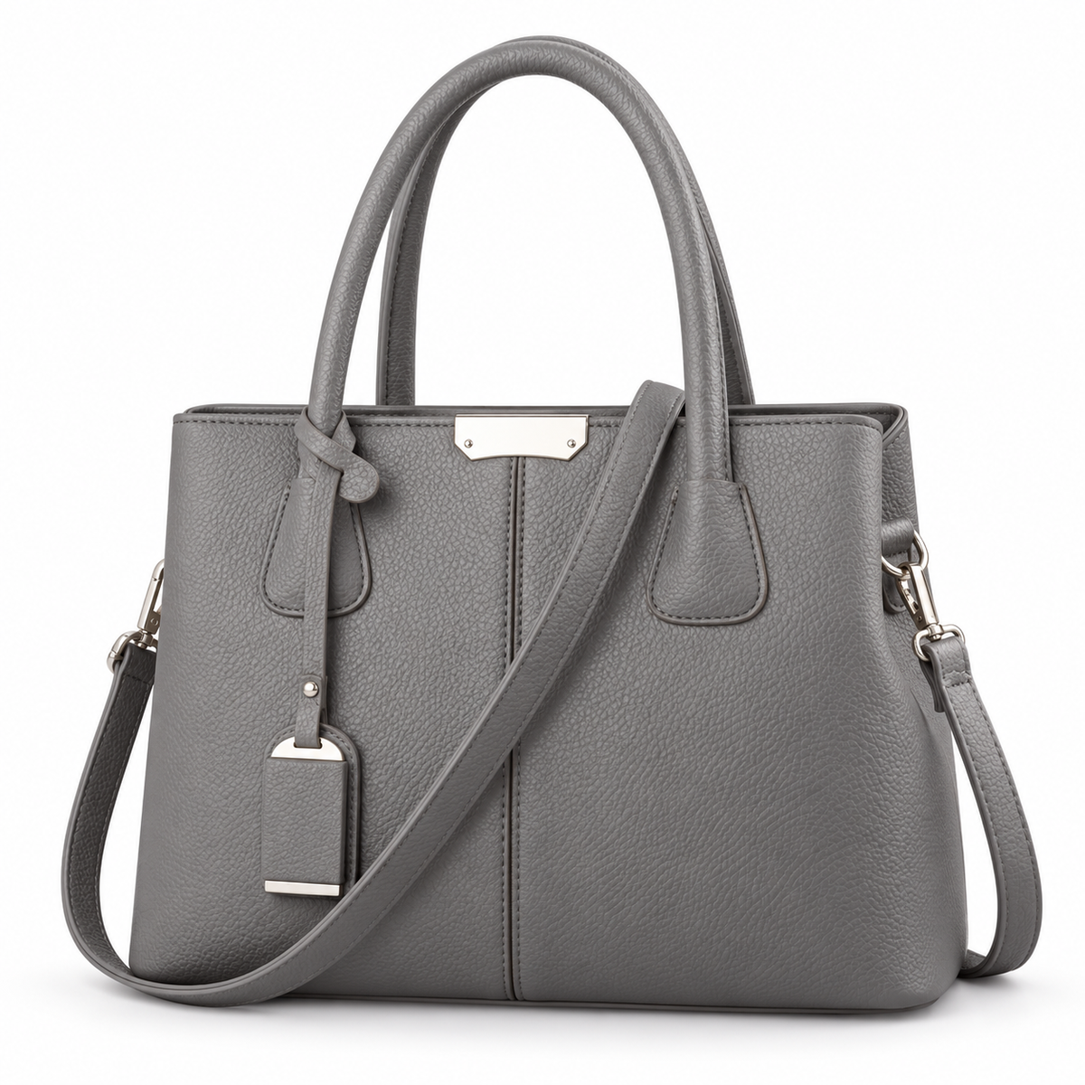 Grey Textured Tote Bag With Strap