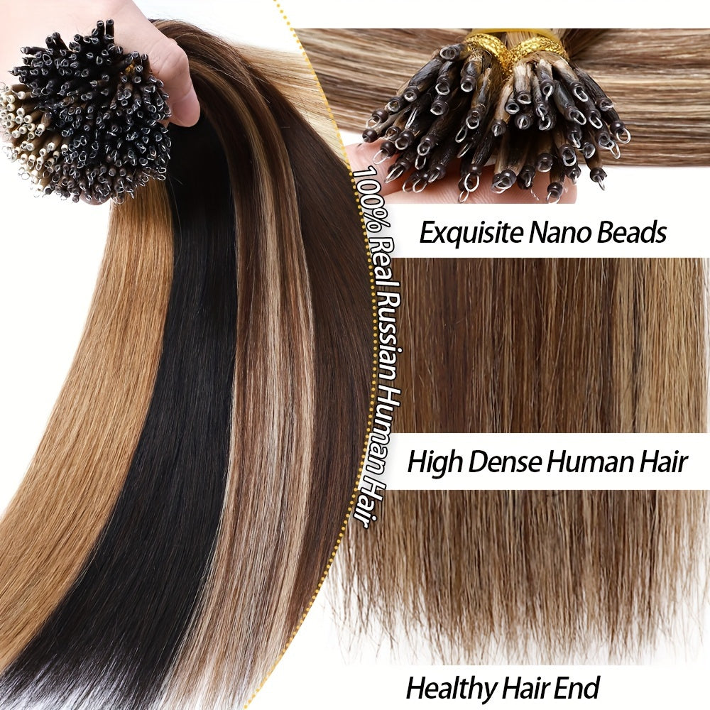 16-24 Inch Nano Ring Hair Extensions Human Hair Highlight Nano Link Hair Extensions