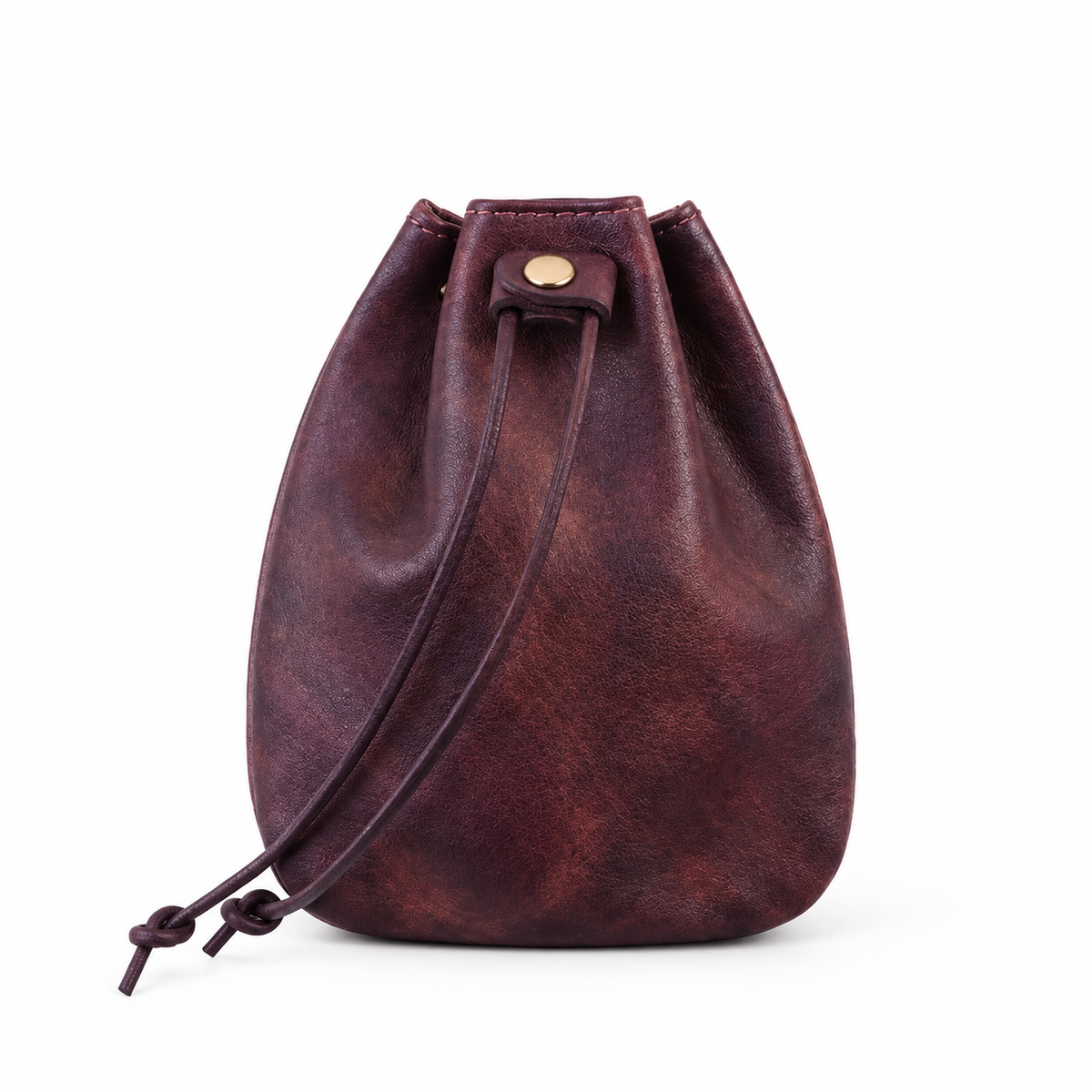 Coffee Vintage Vegan Leather Drawstring Bag