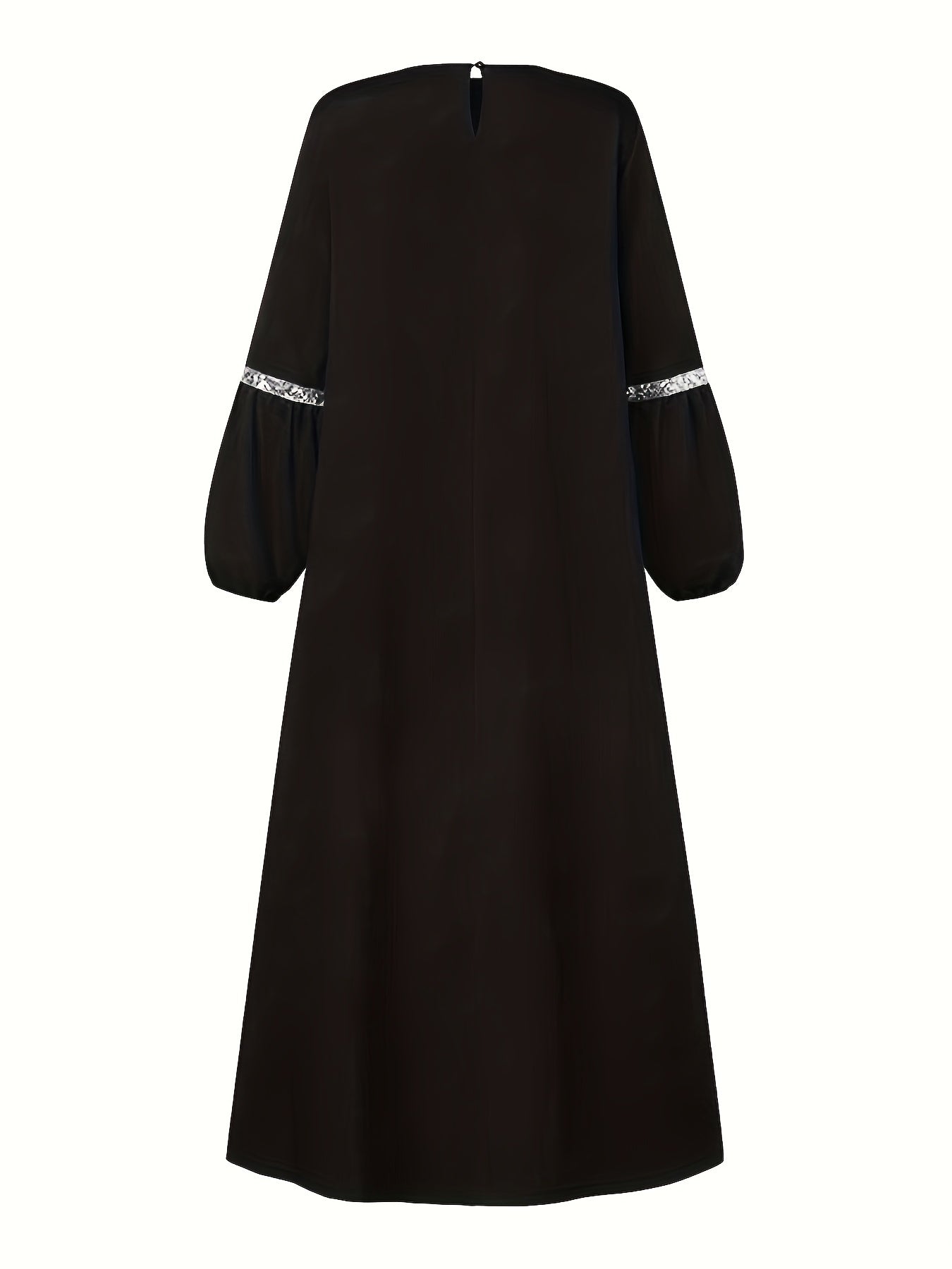 [Elegant Abaya] Elegant Arabic Abaya Burkha | 2023 New Women's Long Sleeve Modest Cover Dress, Solid Green, Sequin Sleeves, Machine Washable, No Stretch Fabric