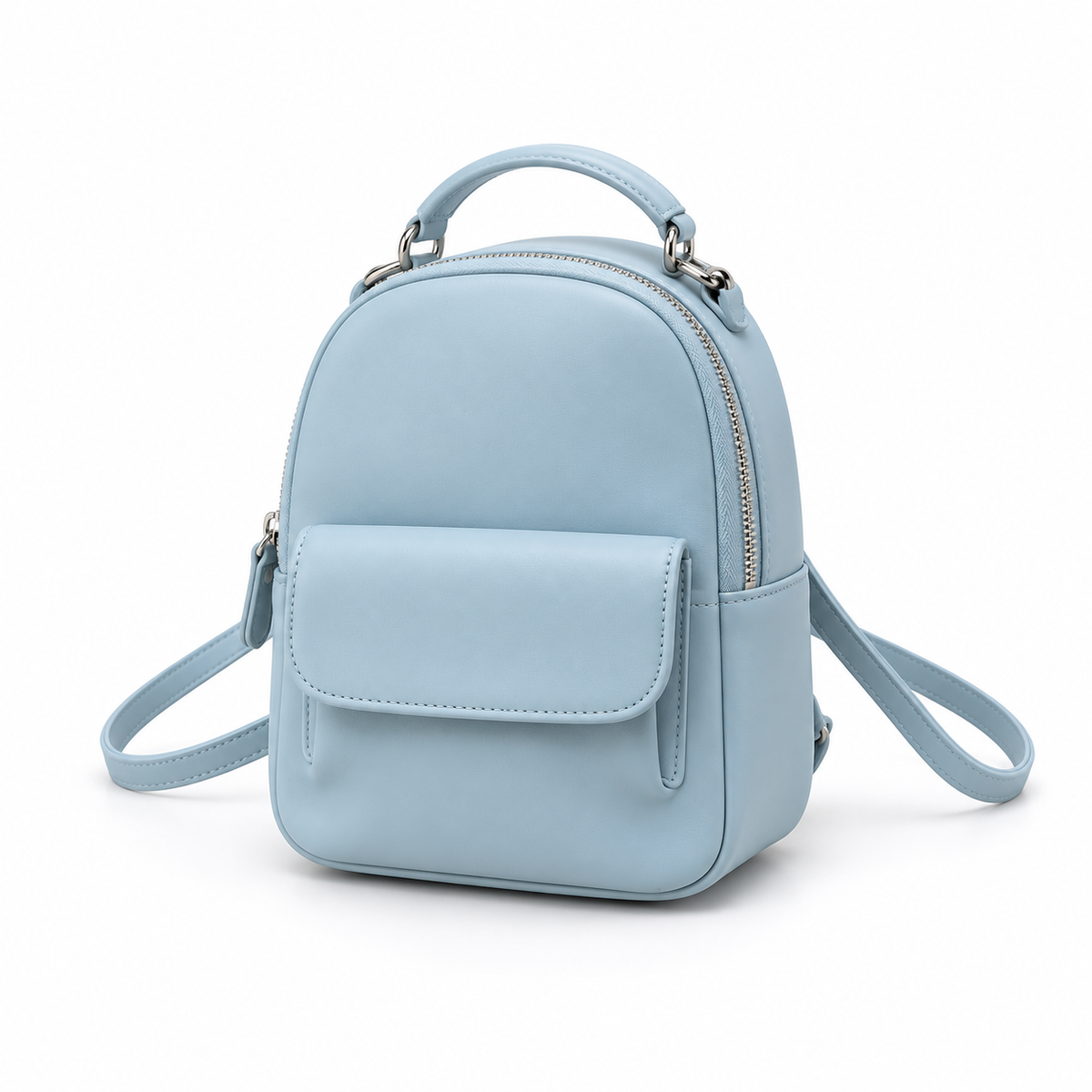 Powder Blue Vegan Leather Mini Backpack