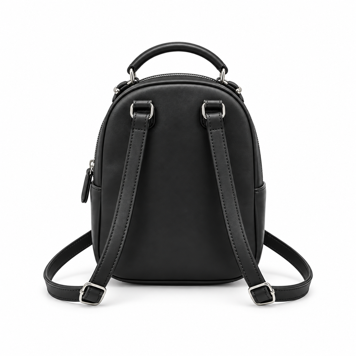 Black Vegan Leather Mini Backpack Bag