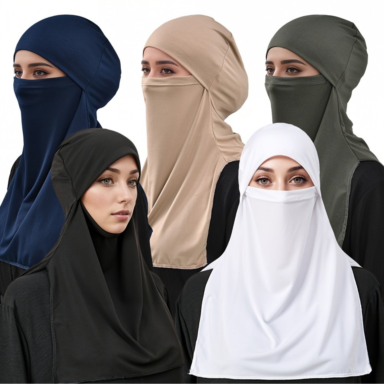 Elegant Muslim Women's Large Khimar Abaya - Asymmetrical Design, Solid Color, Versatile Base for Hats, Machine Washable All-Season Traditional Hijab, Hijab Scarf, Outdoor Light Beige Protection