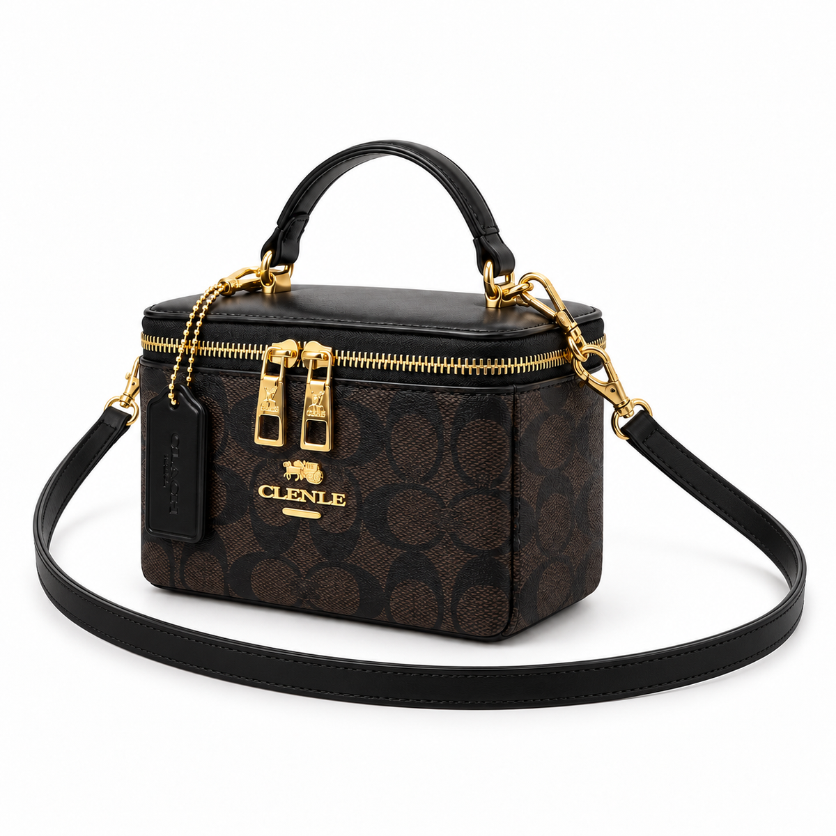 Elegant Black Monogram Box Crossbody Bag