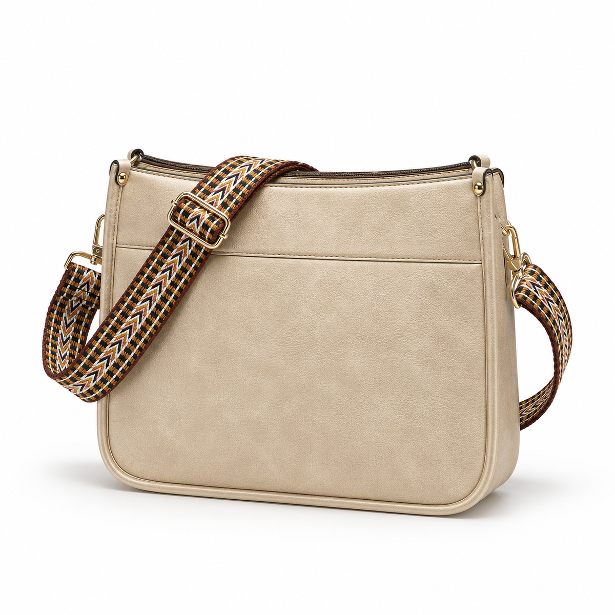 Cow Print Crossbody Bag With Woven-Strap