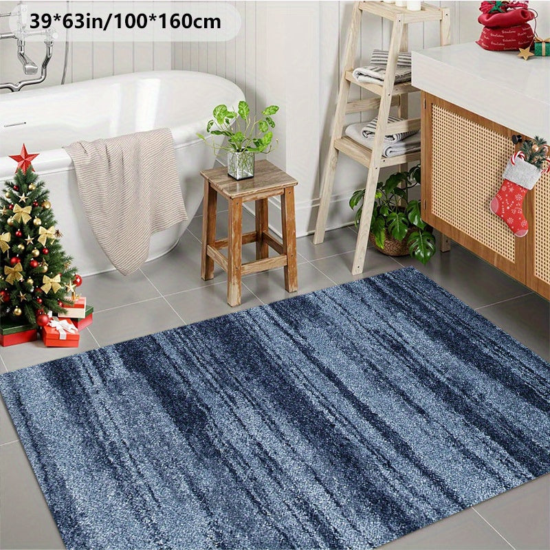 Large Blue Gradient Area Mat - Soft, Machine Washable, Non-Slip Backing, 71" x 180cm, Modern Nordic Style for Living Room, Bedroom, Office, Indoor/Outdoor Decorative Mat Mat, Rugs for Living Room