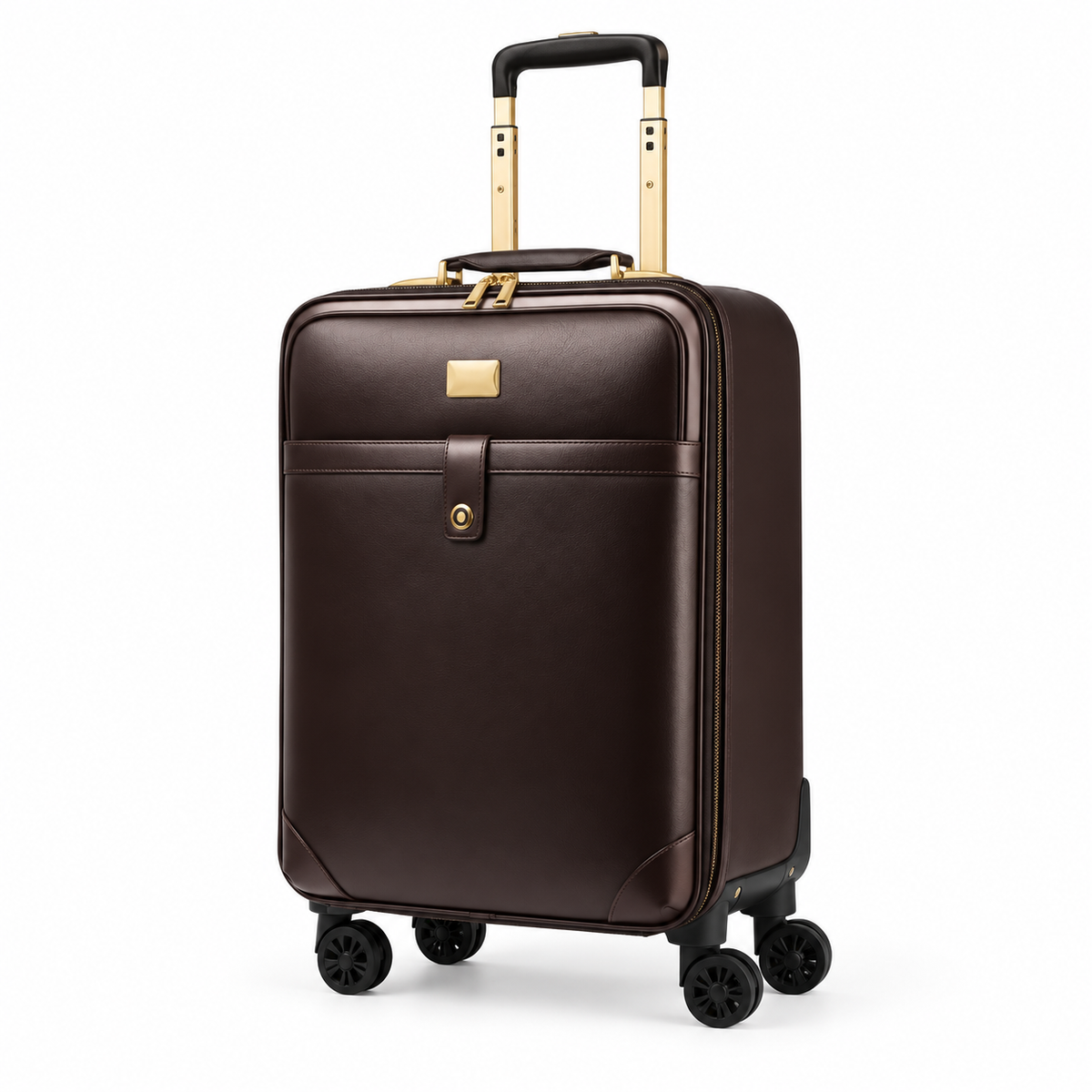 Brown Leather Trolley Suitcase For Business
