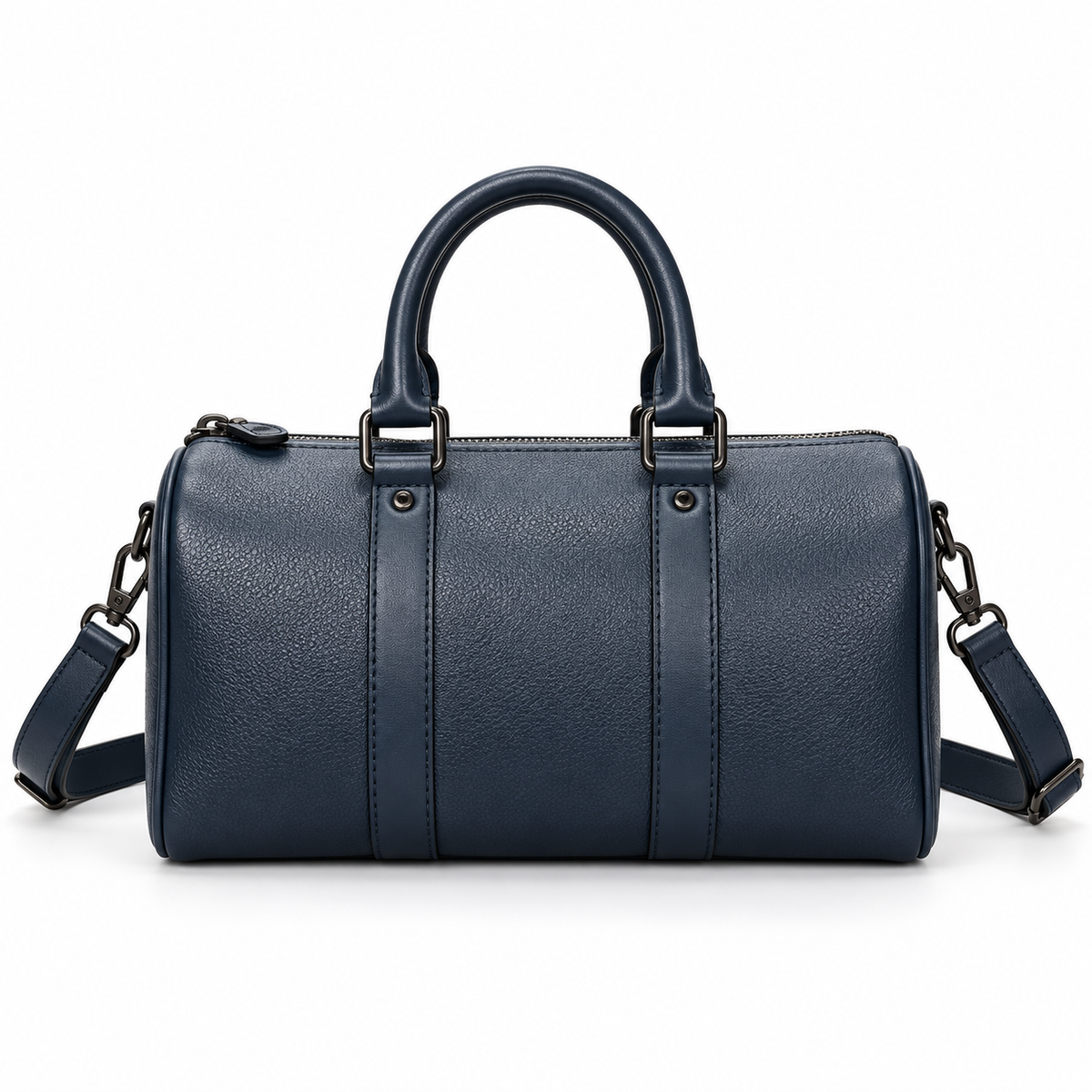 Navy Blue Structured Handbag With Strap