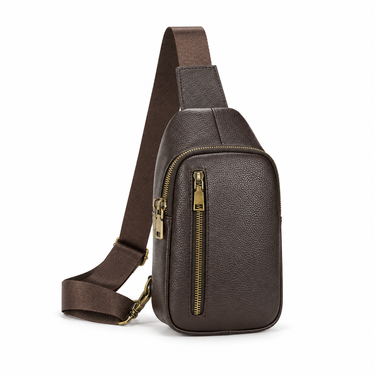 Classic Brown Textured Crossbody Sling Bag