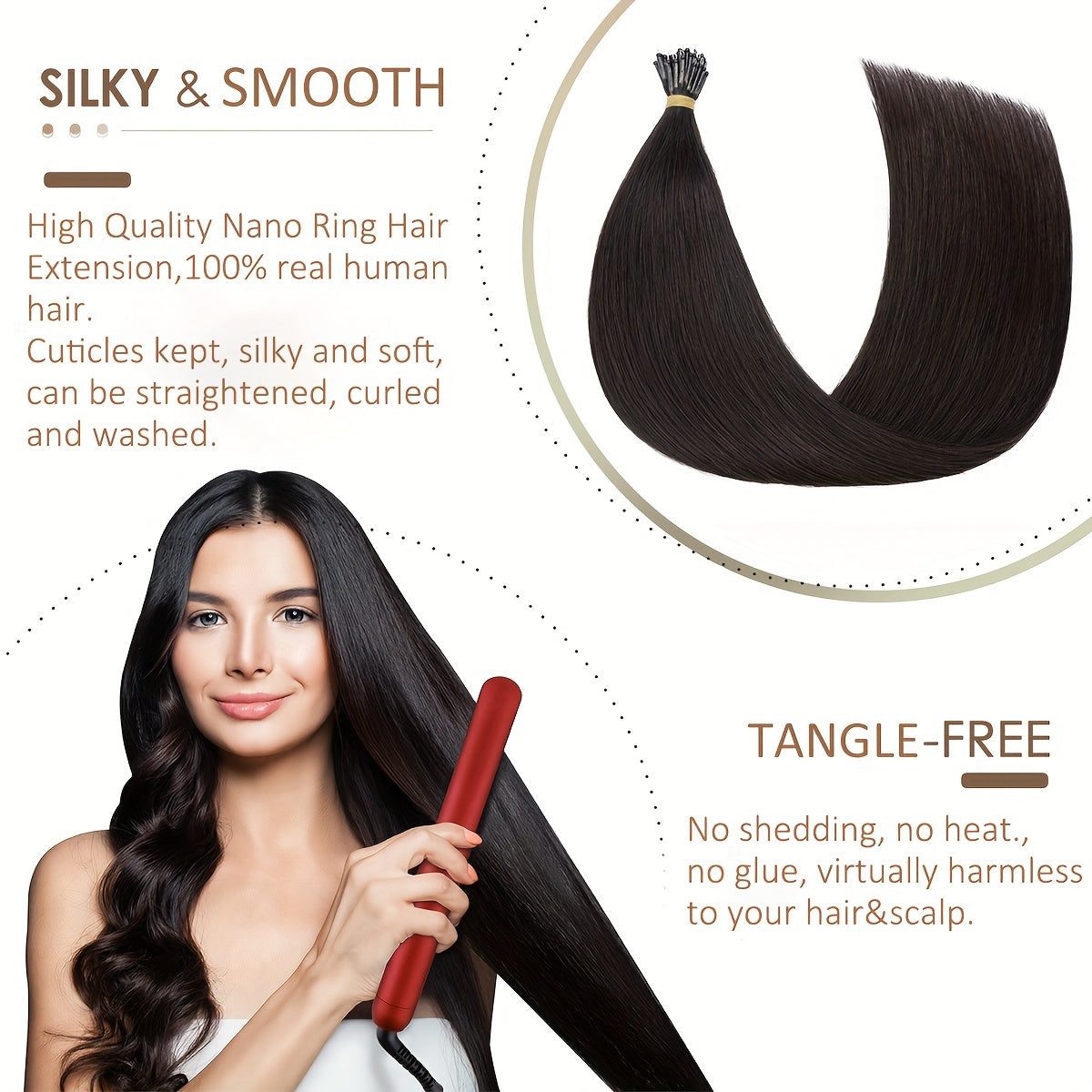 14-24 Inch 100% Remy Human Hair Extension Pre-bonded Micro Nano Rings
