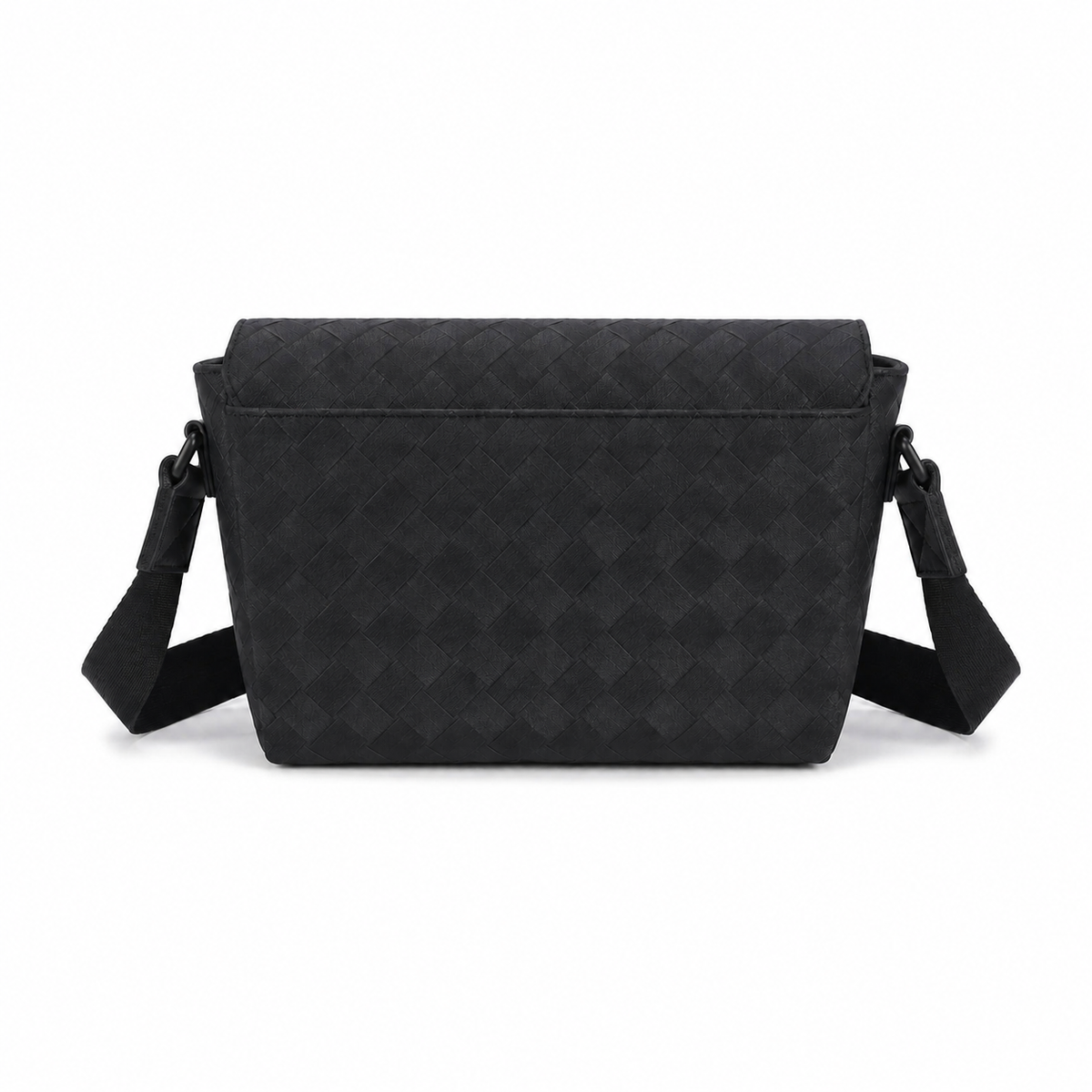 Black Woven Quick-Release Messenger Bag
