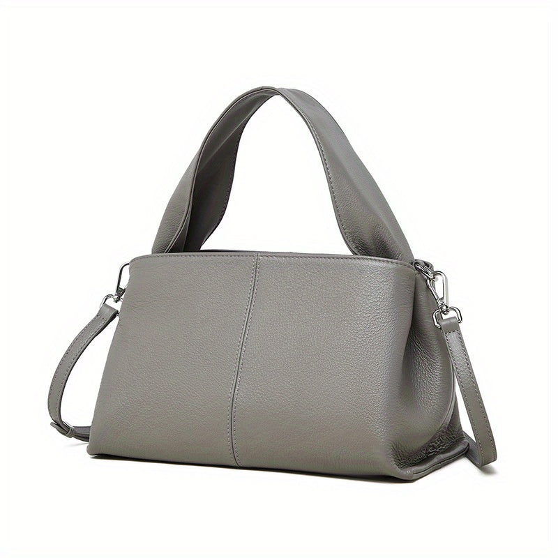 2025 Women's Retro Classic Genuine Leather Satchel Bag - Top-Grain Cowhide Handbag with Zipper Closure, Adjustable & Detachable Straps