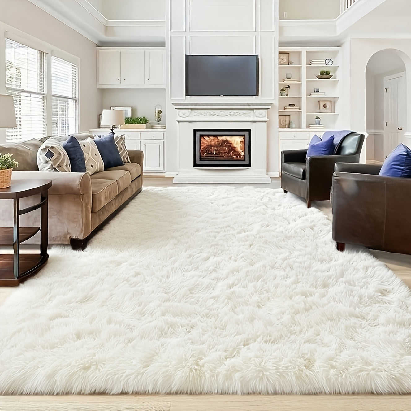 Rugs Living Room Area Rugs for Bedroom, Washable Anti Slip Extra Large Shaggy Soft Rug Fluffy Modern Floor Carpets Mat Beside Rugs for Living Room