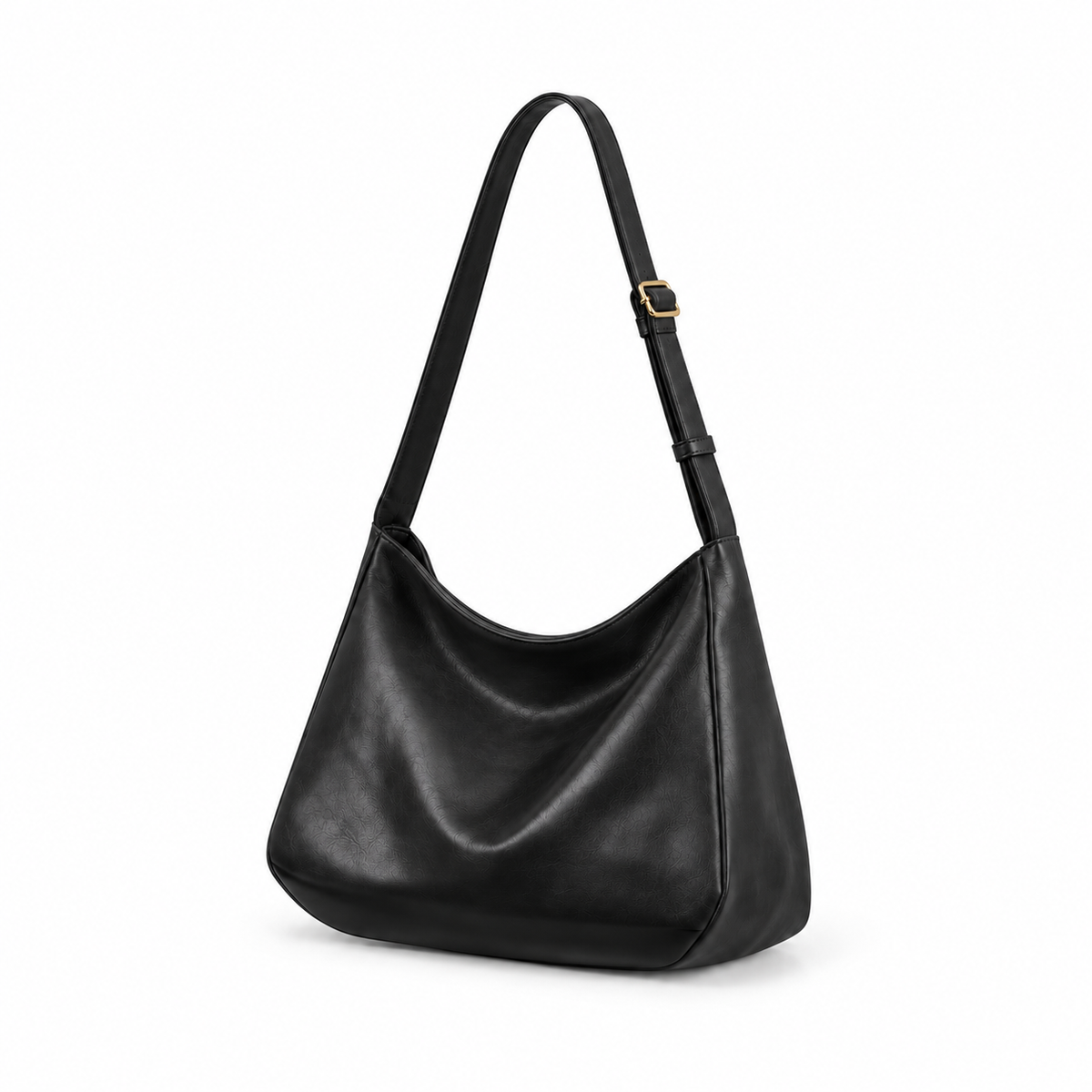 Elegant Black Slouchy Adjustable Crossbody Bag