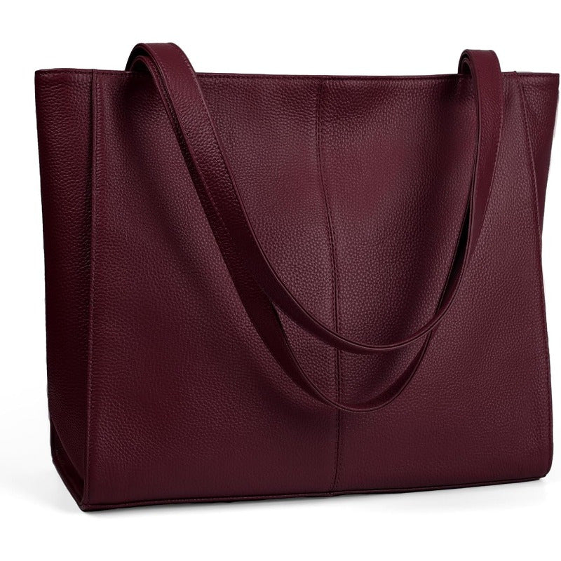Women's Genuine Professional Work Tote Bag with 14" Laptop Compartment - Large Capacity Handbag with Golden-Tone Hardware, Zippered Pocket & Smooth Wide Handle, Scratch-Resistant & Lightweight (1.7lbs) for Travel, Work, Every