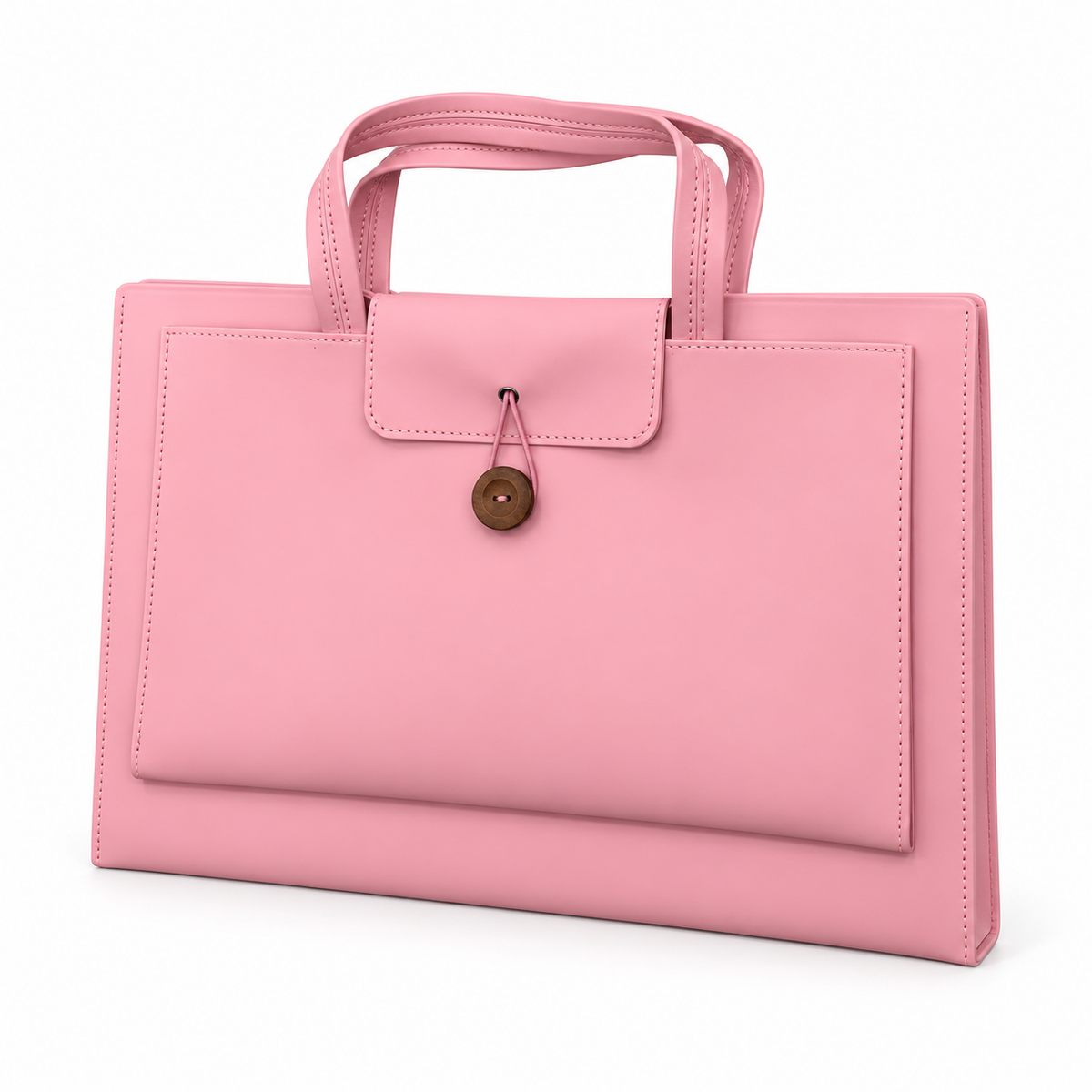 Elegant Pink Leather Laptop Tote Bag