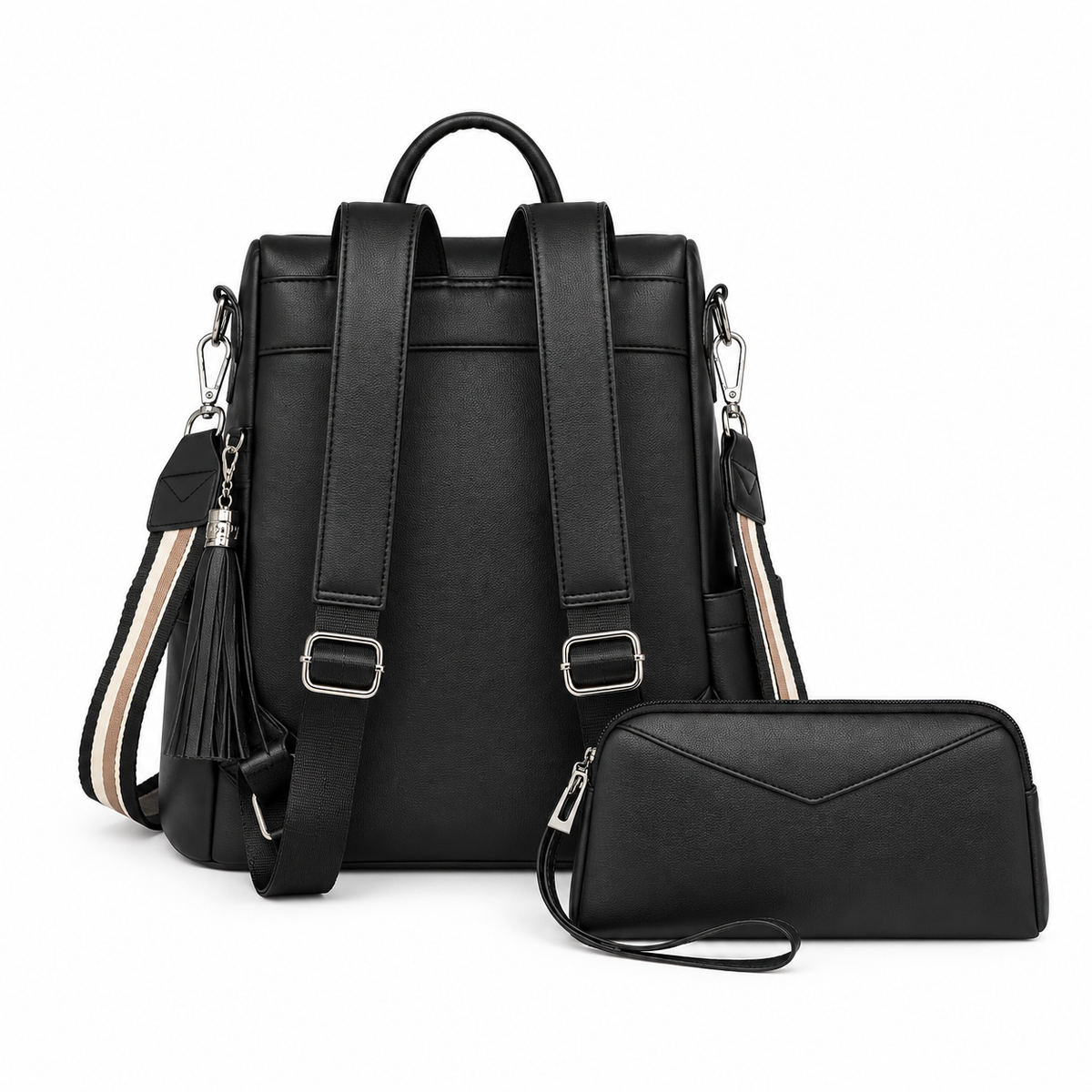 Black Tassel Backpack With Matching Wristlet