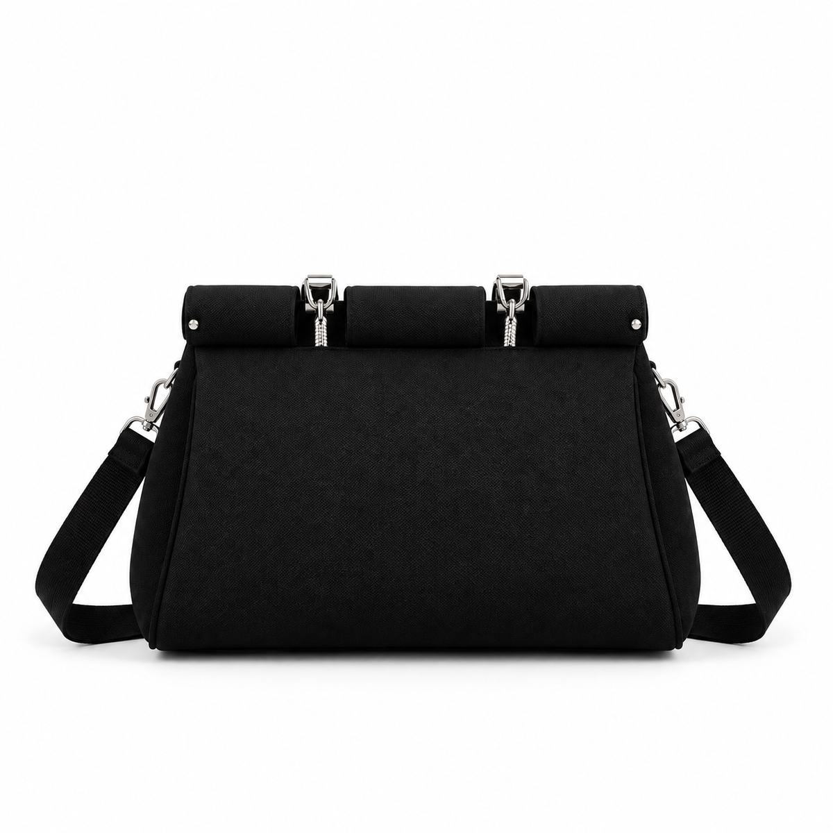 Black Chain Strap Structured Shoulder Bag