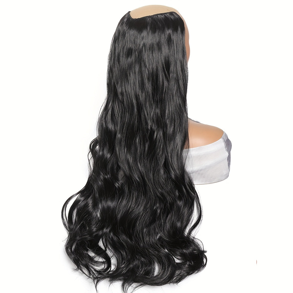 Synthetic Fiber Big Wave V-Shaped Hair Extensions, White Invisible, Available in 16/20/24/28 Inches, 4 Clip-In Extensions, with Options in Black And Brown for Everyday Parties And Holiday Gatherings