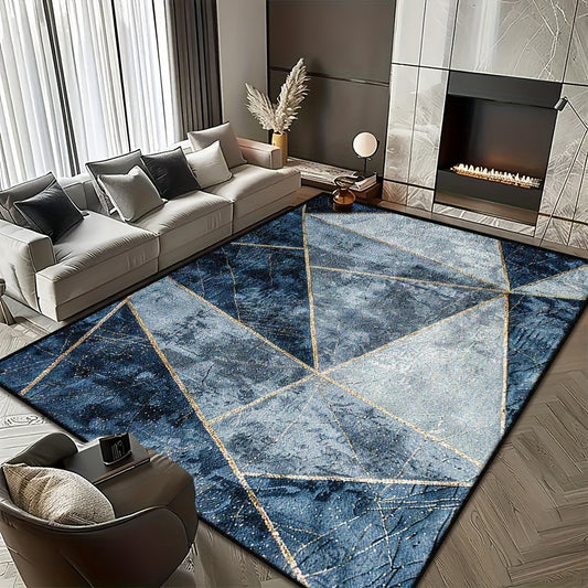 Washed Bottom Imitation Cashmere, Weight 1200G Per Flat, Thickness 1pc, Machine Washable Geometric Pattern Carpet, Medium Thickness Polyester Rug, Suitable for Indoor