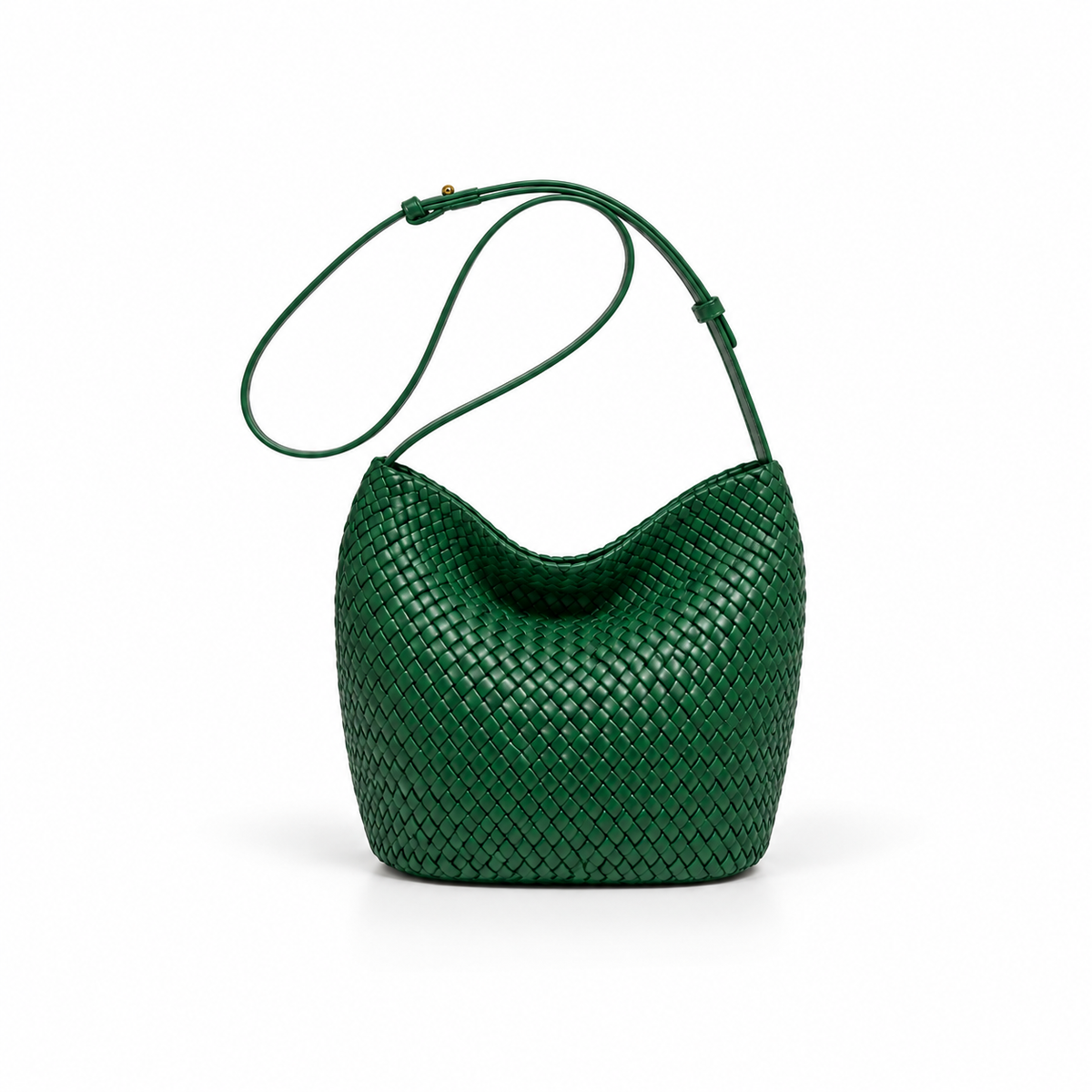 Emerald Woven Slouchy Shoulder Bucket Bag