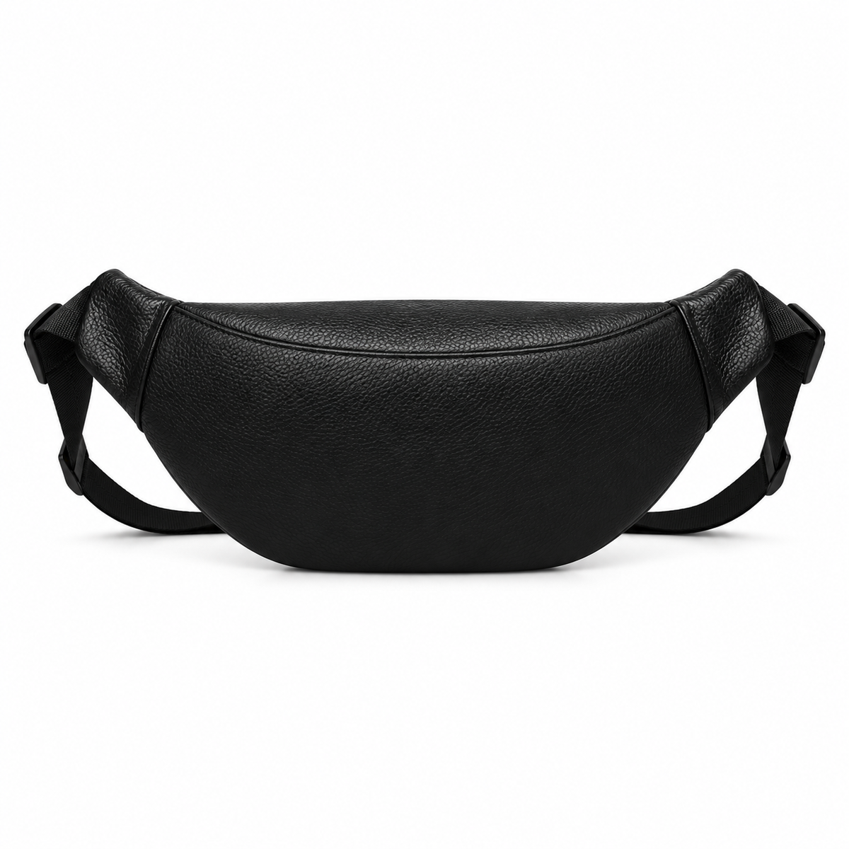 Black Textured Double Zipper Waist Bag