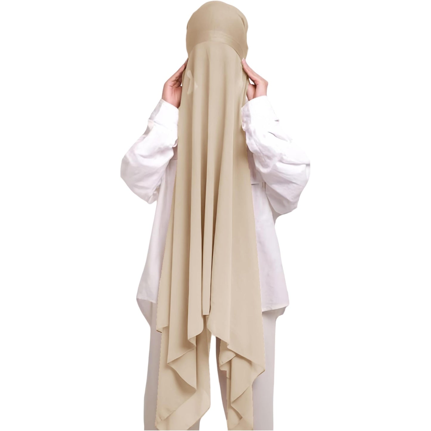 Instant Hijab Khimar Abaya - Elegant Islamic Prayer Veil with Tie Back Undercap, Lightweight Chiffon Fabric for Women, Quick Setup Modest Clothing for Travel, Work, Everyday