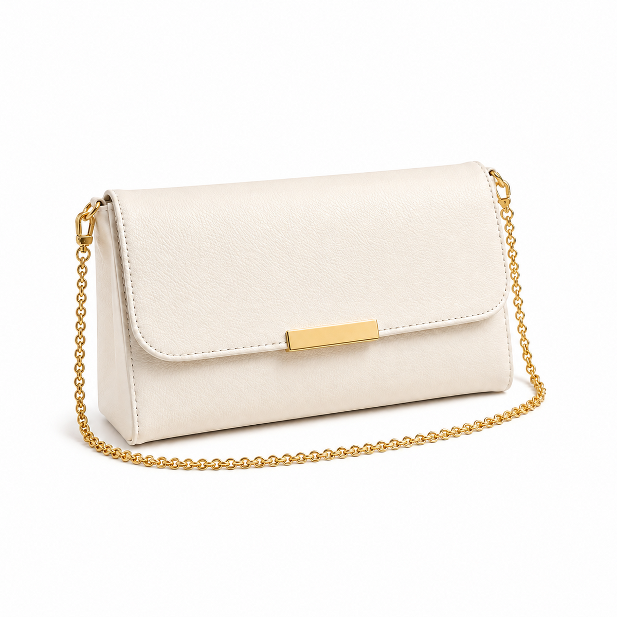 White Mosaic Textured Leather Clutch Bag