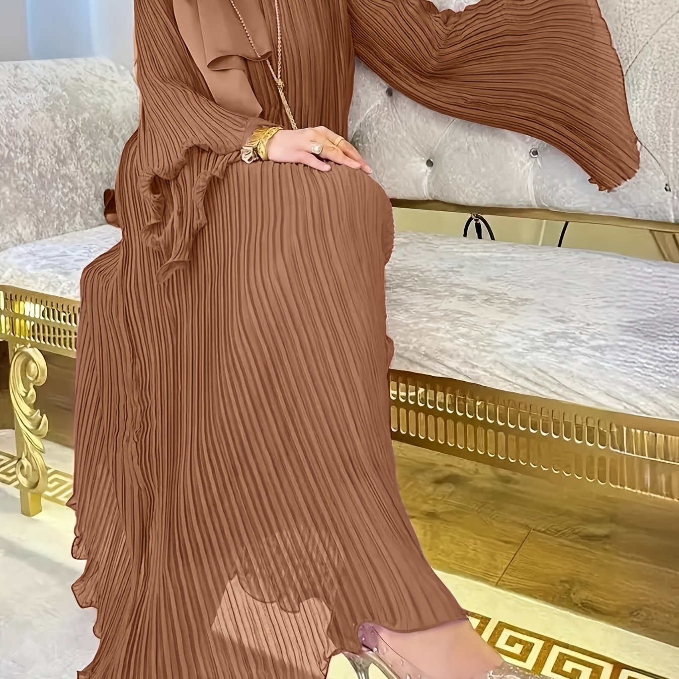 Wrinkled Style Long Palestinian Abaya - Comfortable, Elegant for Casual Wear
