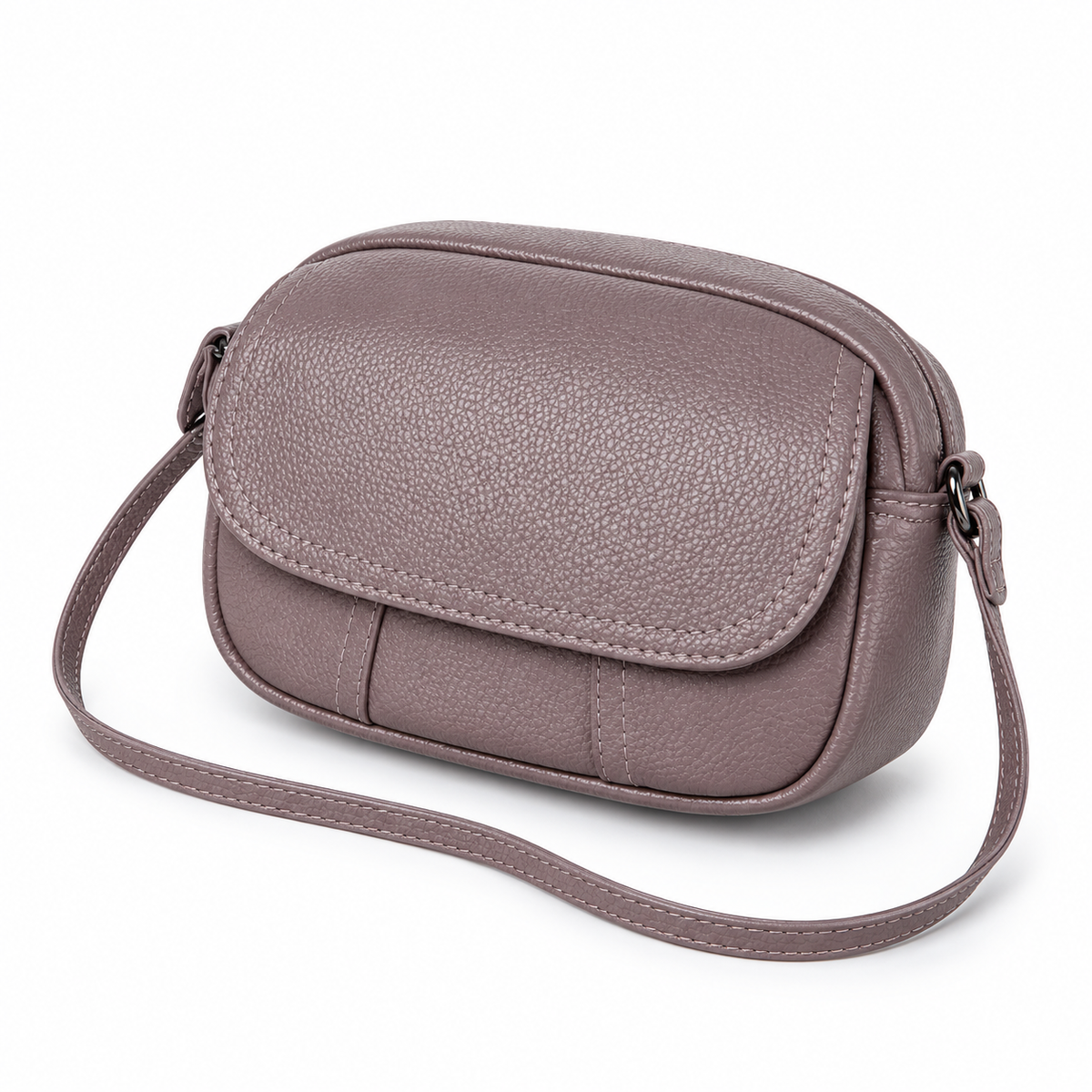 Dusty Mauve Textured Flap Crossbody Bag