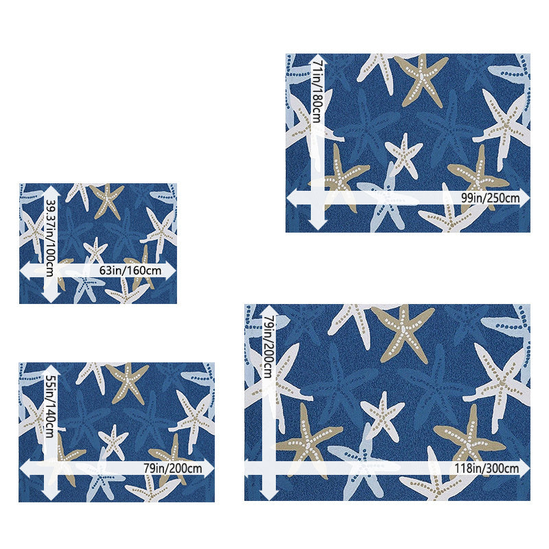 1pc Starfish Pattern Rug Made of Plush Velvet with a Dotted Plastic Bottom, Suitable for Outdoor Use Such As RV Camping, Gardens, Patios, And Balconies; Machine Washable Outdoor Carpet