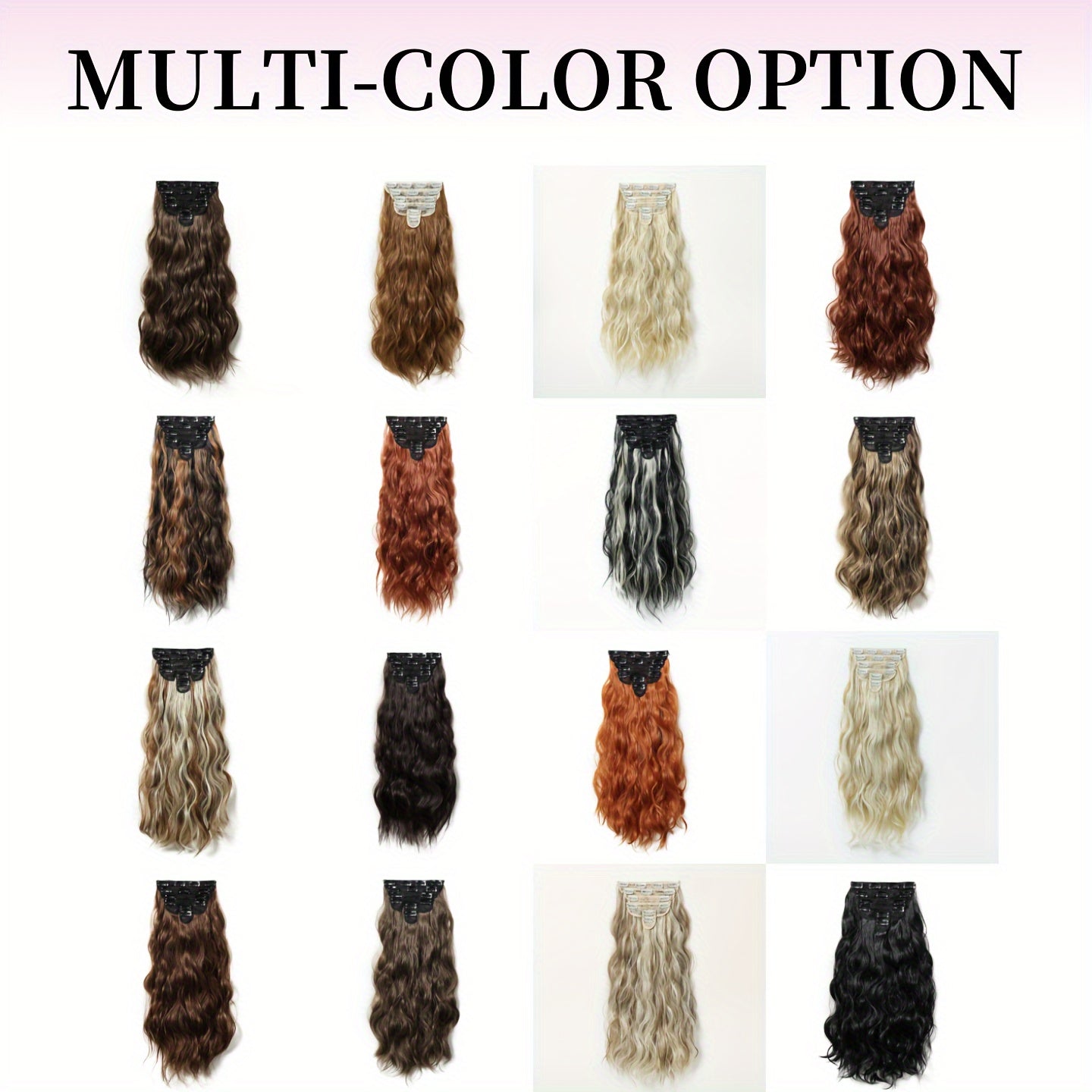 A Set of 6pcs of 20-Inch Hair Clips for Women, Featuring Long Wavy Synthetic Hair Made from High-Quality Heat-Resistant Fibers. The Matte End Withstands High Temperatures, And The Multiple Pieces Create a Fuller Look