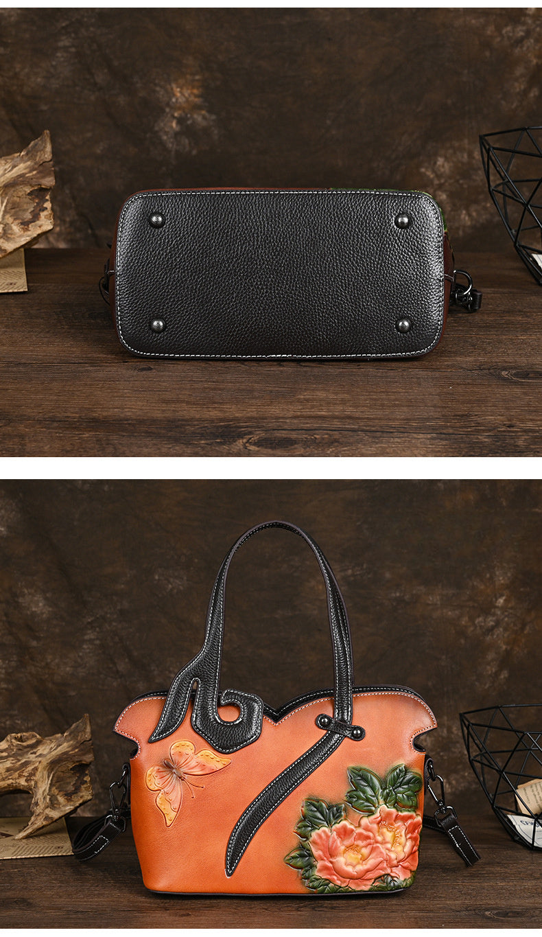 Leather Women's Handbag, Vintage One-Shoulder Crossbody Bag, Women's Cheongsam Bag Chinese Style