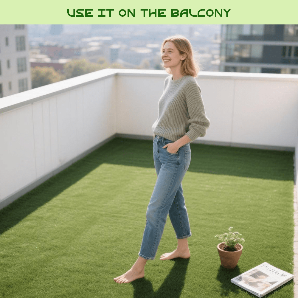 High-Realistic Artificial Grass Turf with Rubber Backing – Soft Fake Grass, No Watering/Mowing/Fertilizing, Saves Time & Water, Year-Round Green, Ideal for Indoor/Outdoor, Yard, Balcony, Thanksgiving decorations, Christmas