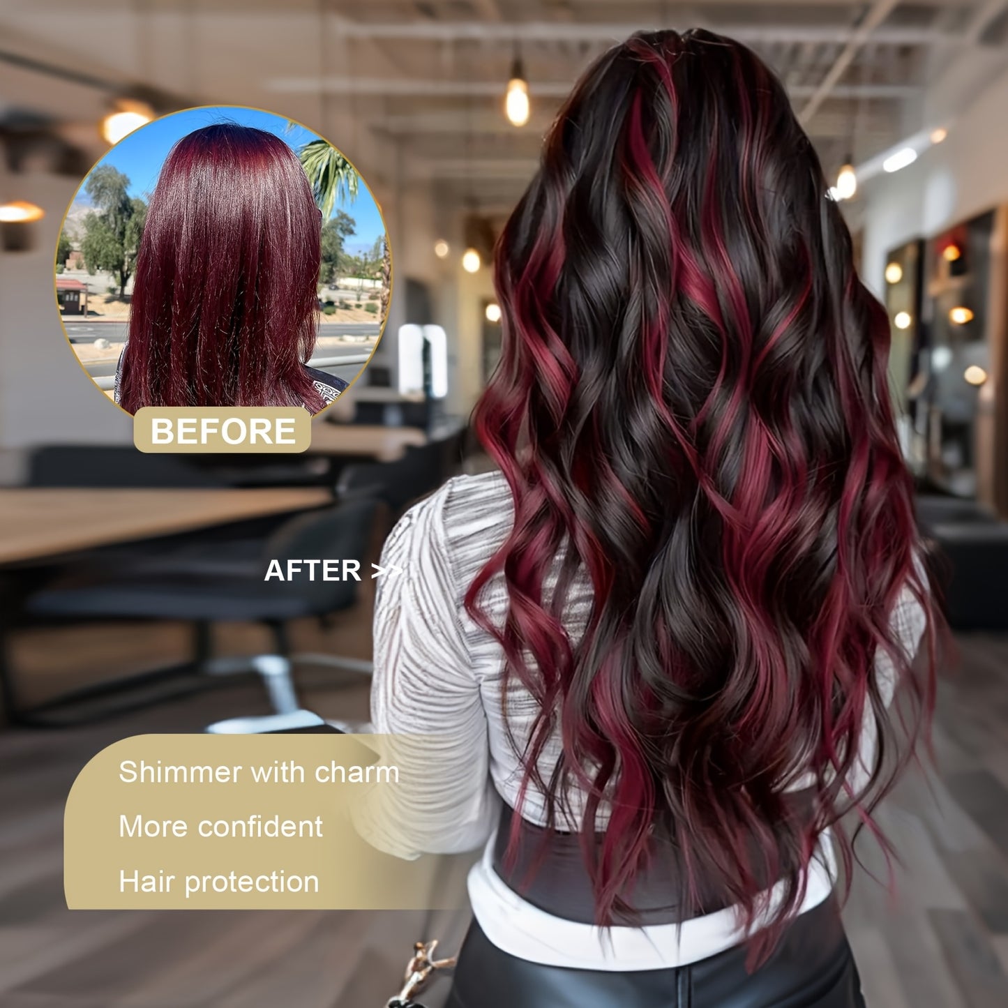 24 Inch Long, Easy to Apply, Heat Resistant Clip-in Hair Extensions, 7pcs Curly Wave Synthetic Hairpiece, Black Brown for Women, Party Ready, No Tools Required