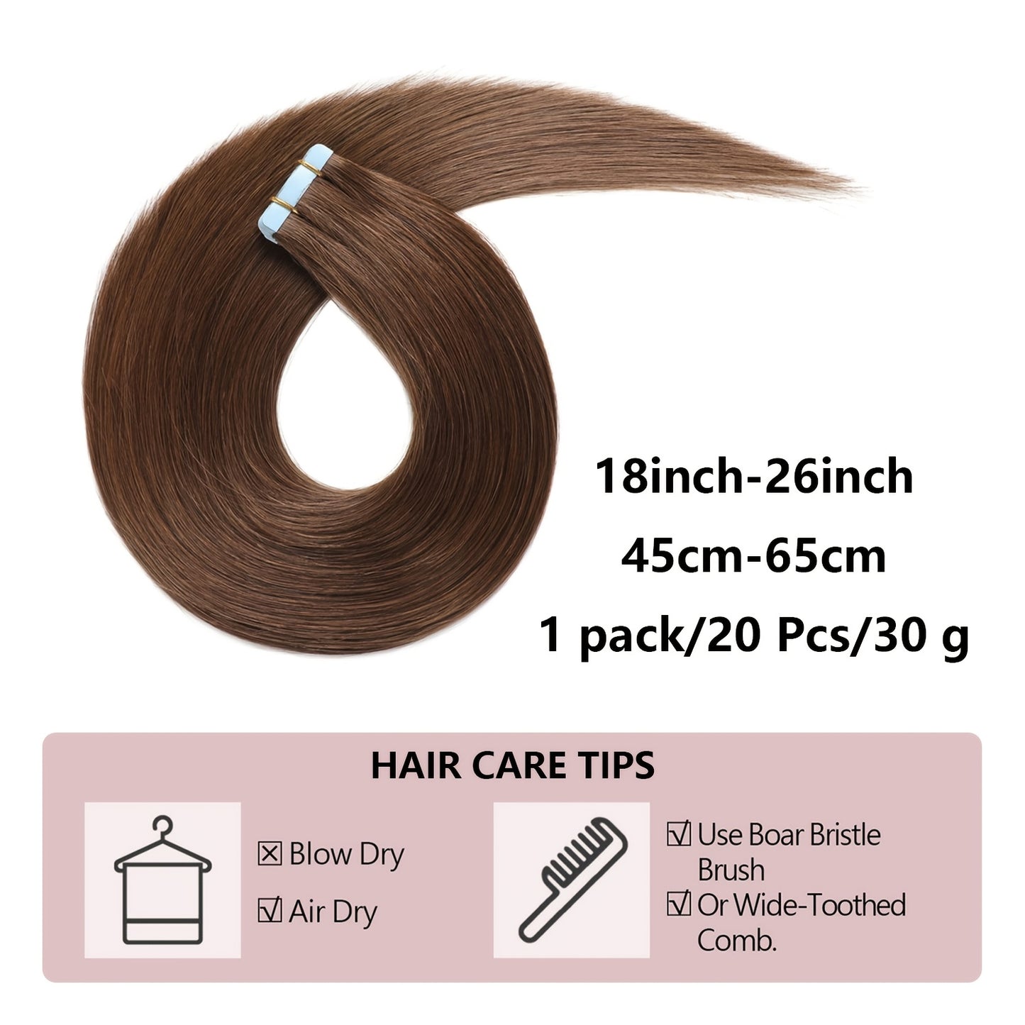 18-26 Inch 20pcs/Pack Remy Straight Invisible Tape Adhesive Hair Extensions