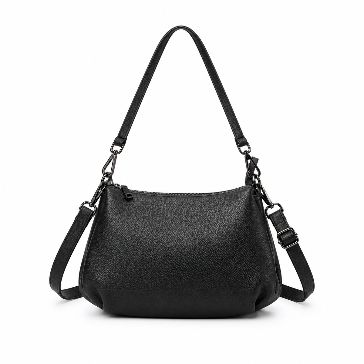 Classic Black Textured Shoulder Crossbody Bag