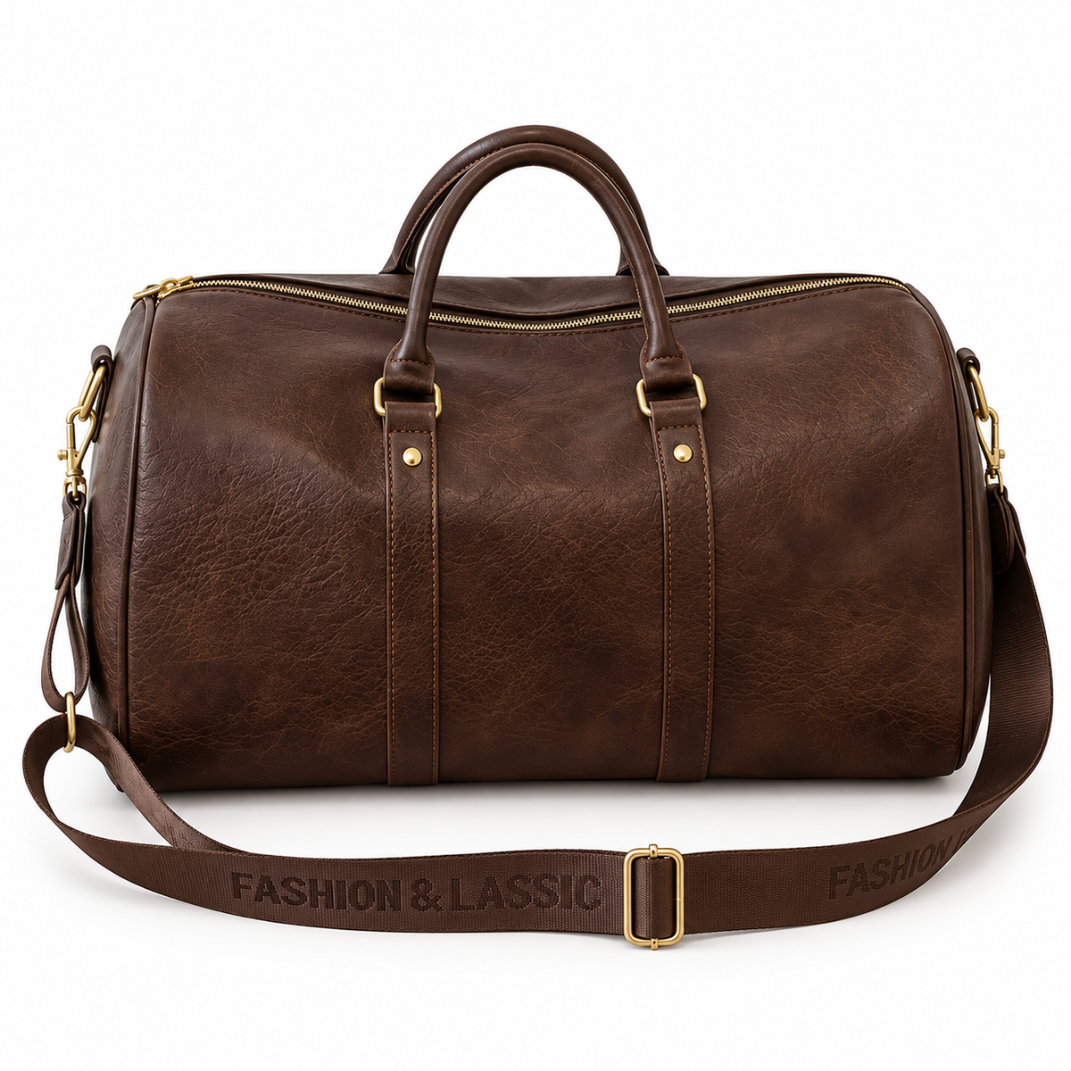 Classic Dark Brown Leather Duffel Bag