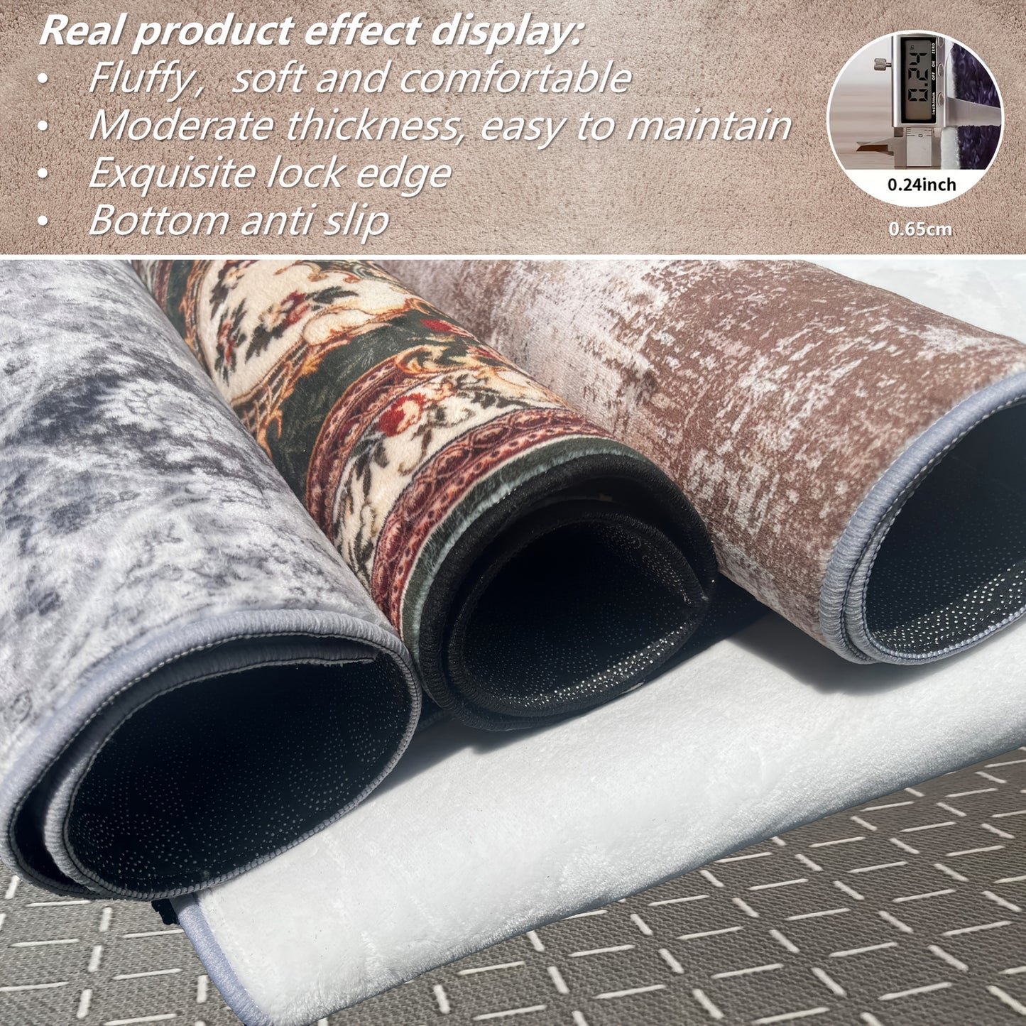 1pc KOKOLOLEE Luxury Bohemian Paisley/Striped//Tortoiseshell Carpet - Non-Slip Machine Washable Soft Rectangular Suitable for, Bedroom, - Jumbo Sizes Available, Decor, 100% Polyester Fiber
