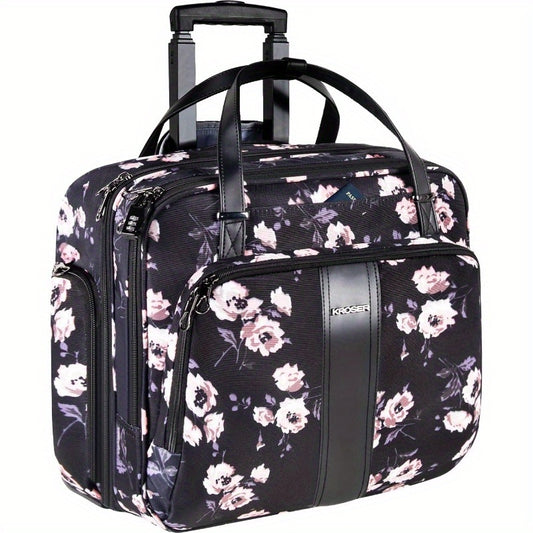 Premium Rolling Briefcase for 15.6 Inch Leather Laptop Overnight Computer Bag with RFID Pockets for Travel Business
