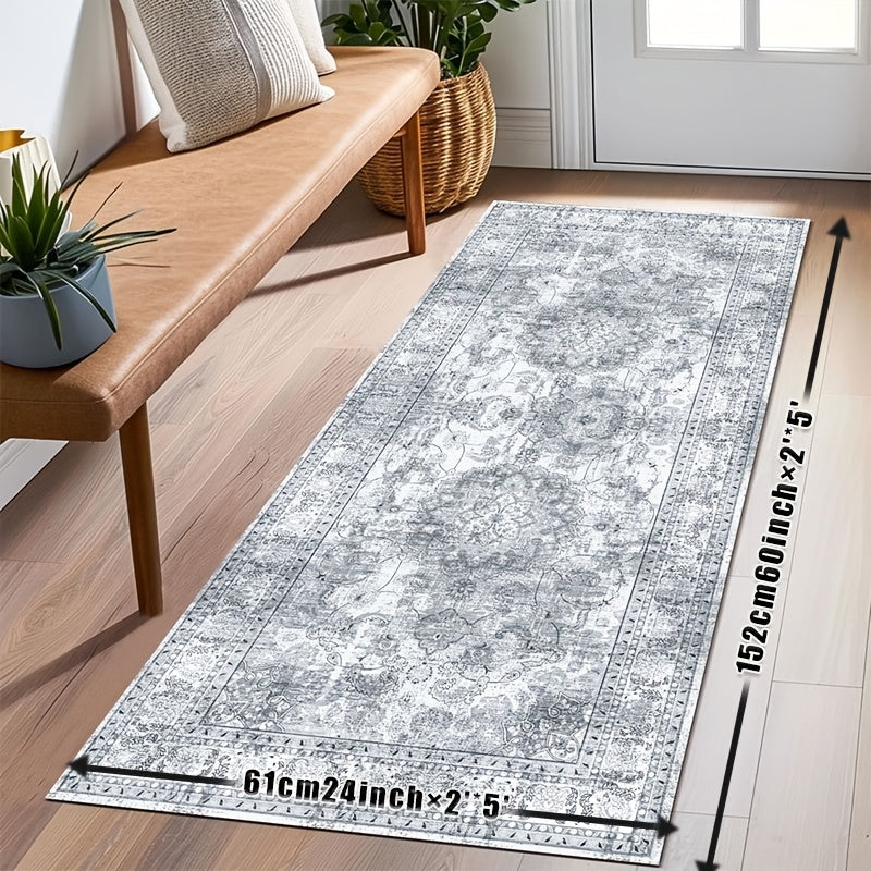 Area Rugs Boho Washable Area Rug For Bathroom, Bedroom, Large Area Rugs For Living Room Dining Room, Bohemian Vintage Non Slip Low Pile Indoor Accent Carpet For Home Office-blue Color Bathroom Mat