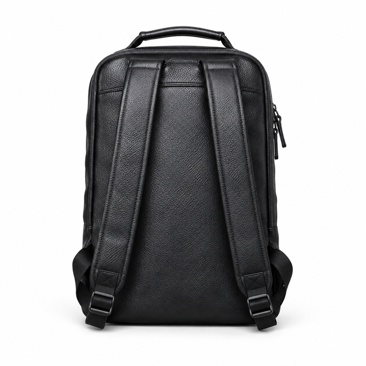 Black Textured Backpack With Zippered Pockets