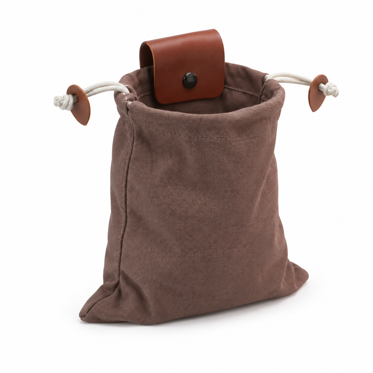 Brown Drawstring Waist Belt Attachment Pouch