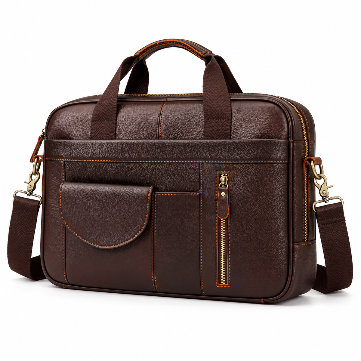 Classic Dark Brown Leather Business Briefcase